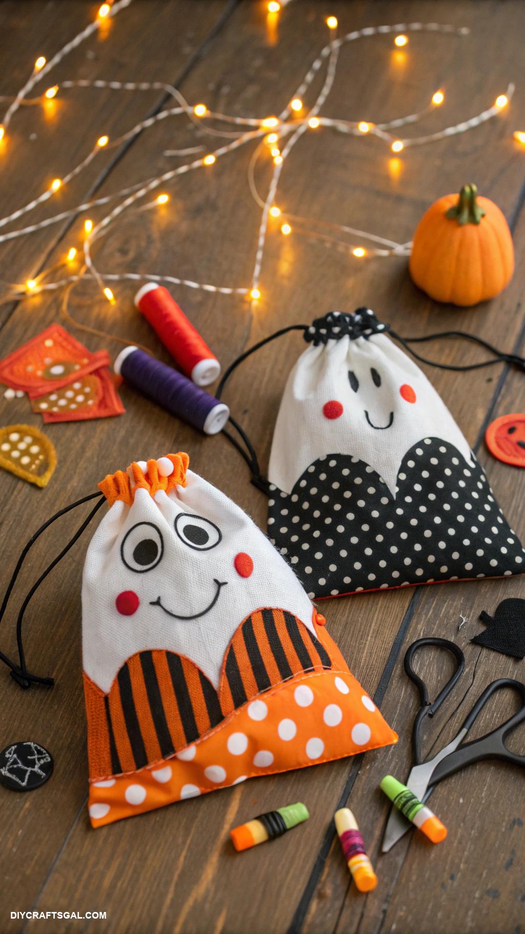 halloween sewing ideas Spooky ghost fabric treat bags
