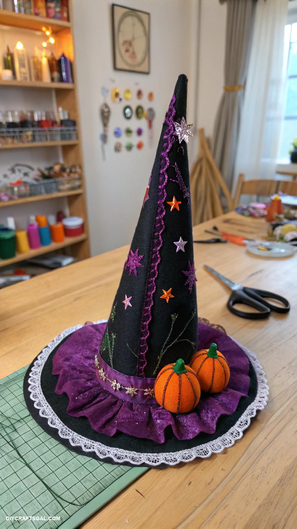 halloween sewing ideas Witch hat headbands with fabric