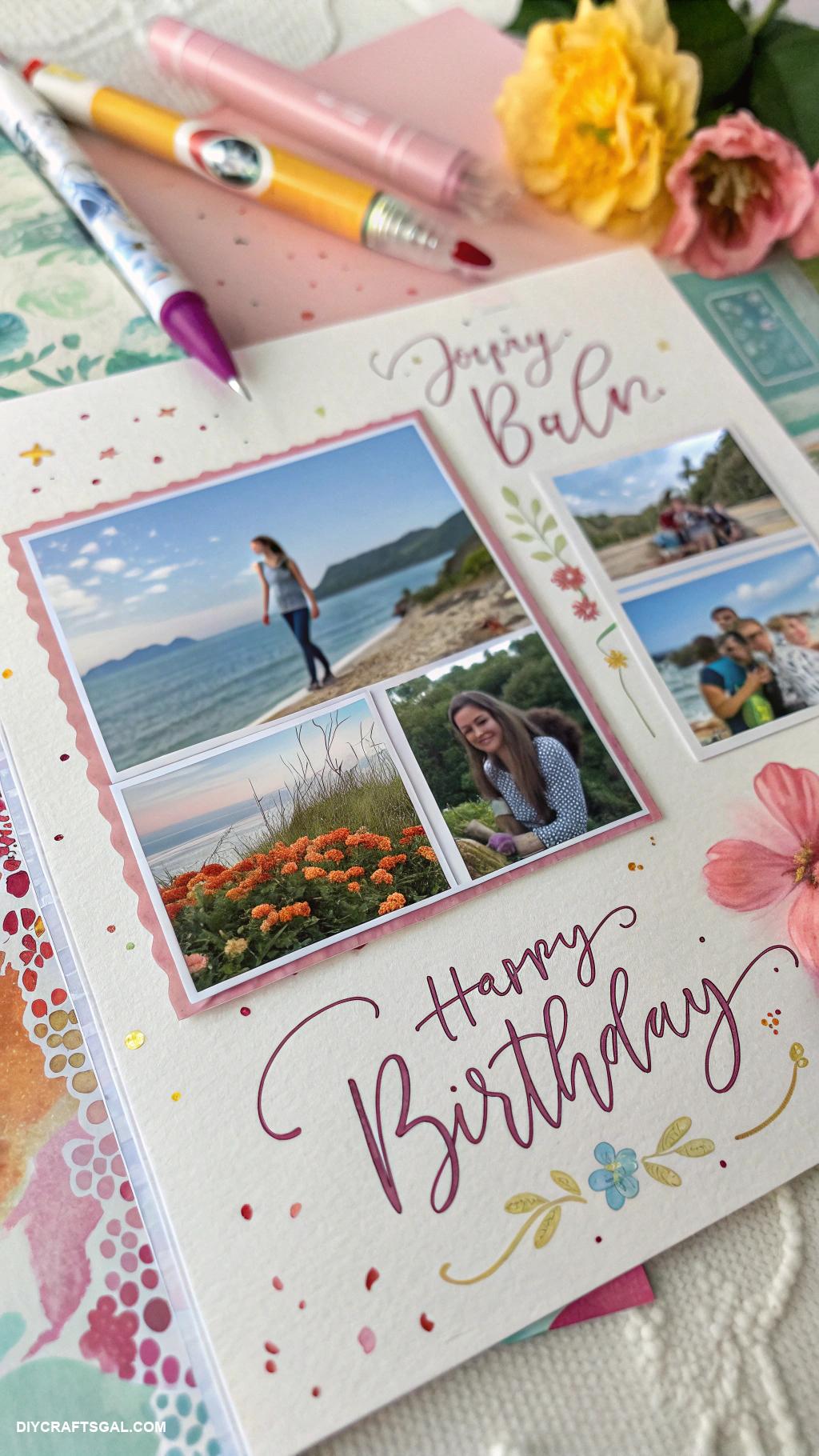 handmade birthday card ideas Photo collage with handwritten notes