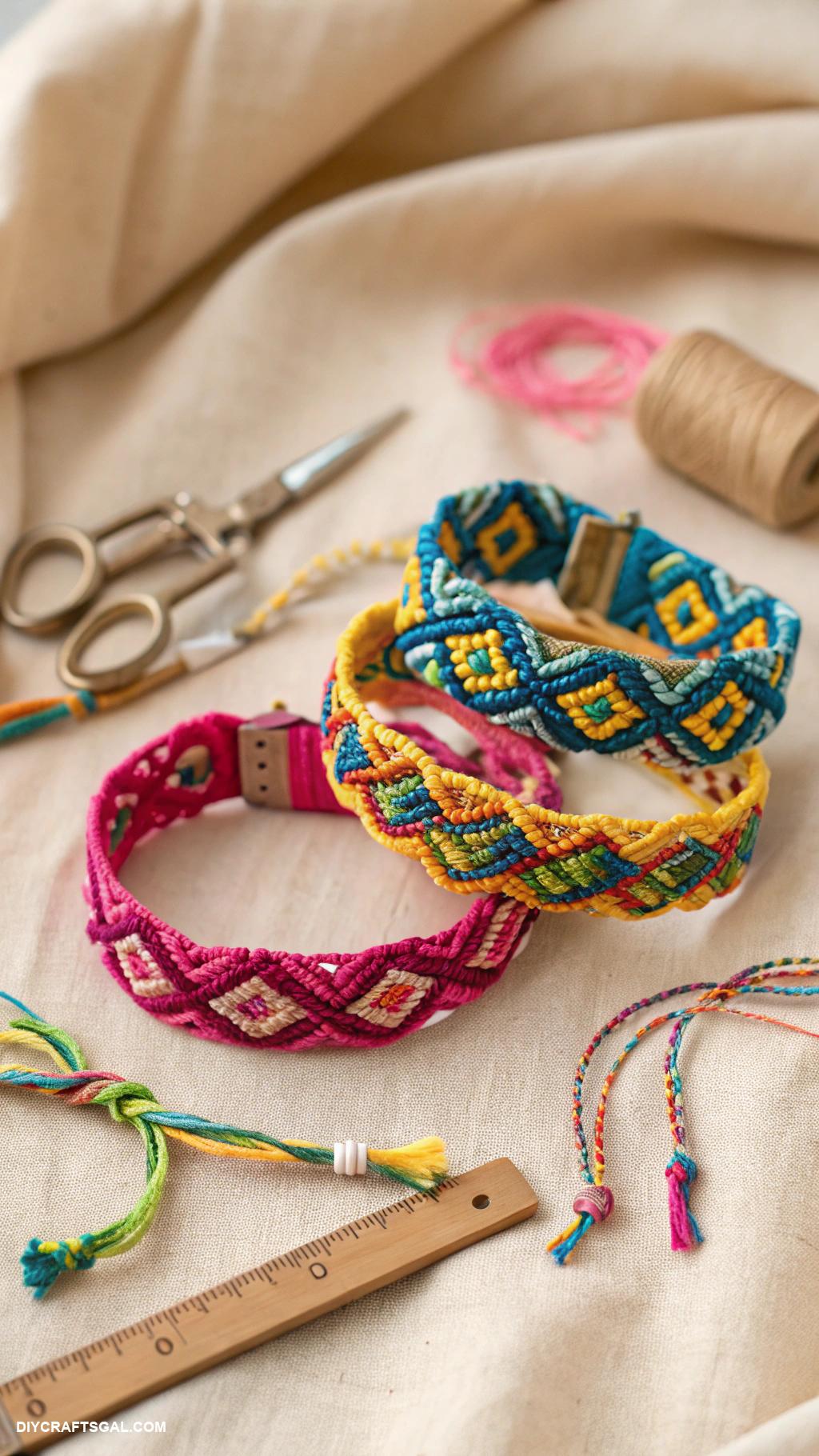 handmade bracelets Colorful embroidery thread knotted bracelets