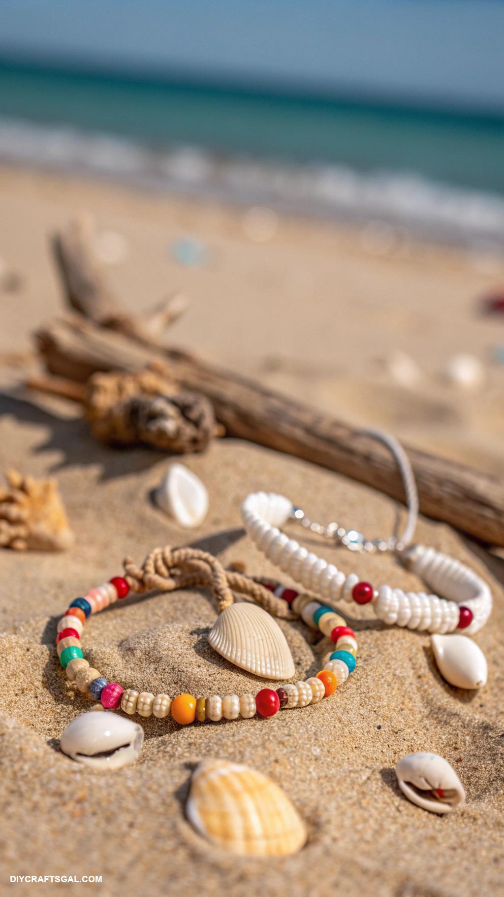 handmade bracelets Shell and bead summer beach bracelets
