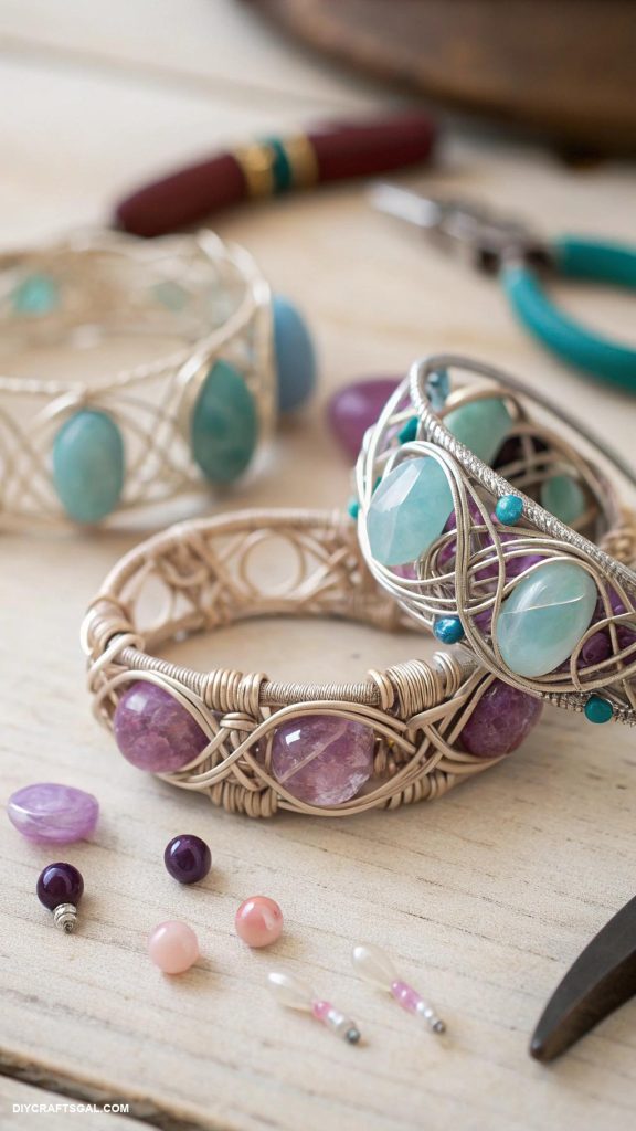 handmade bracelets Wire wrapped stone bracelets for natural beauty