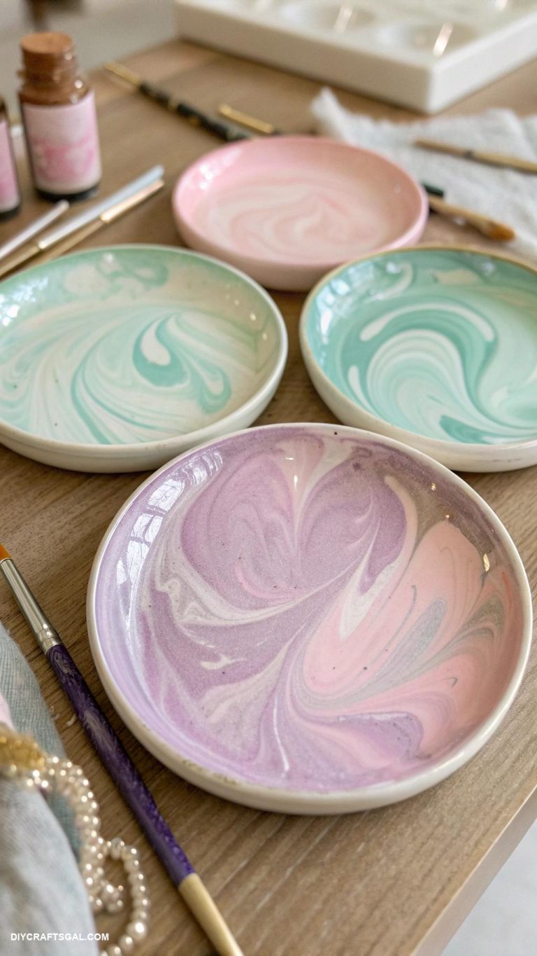 handmade ceramics Ceramic jewelry dishes with marbled effects