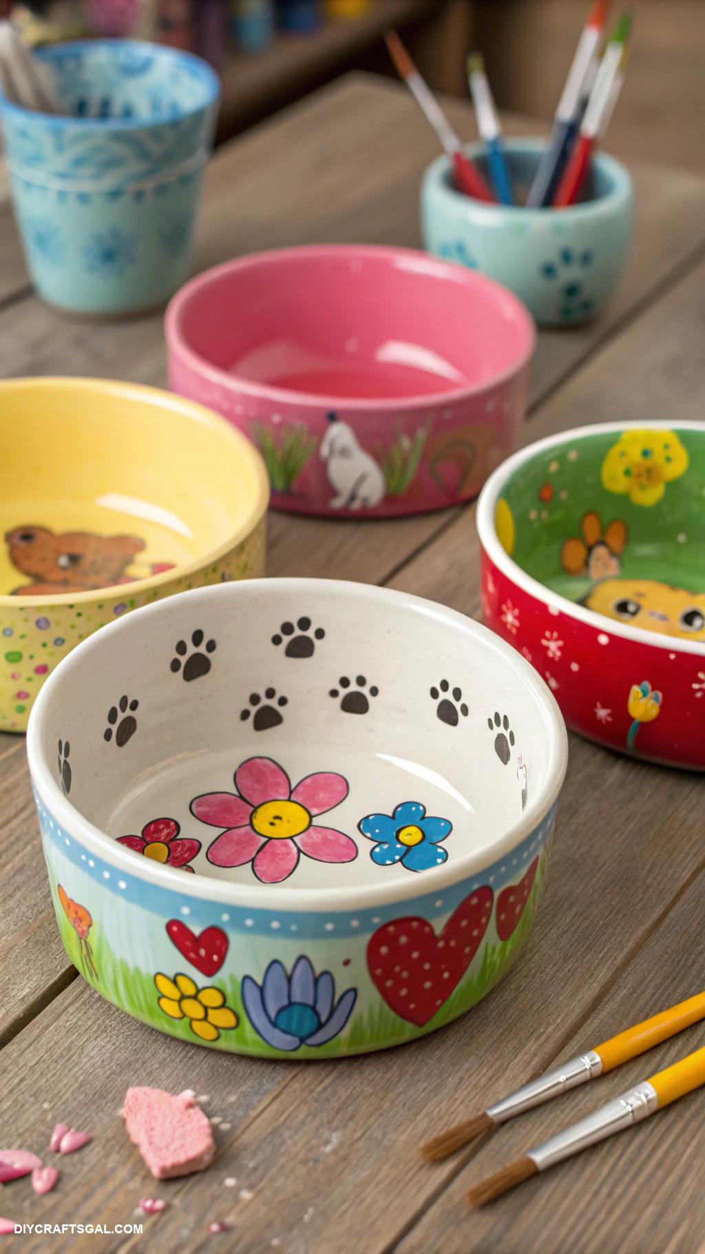 handmade ceramics Custom pet bowls with playful designs