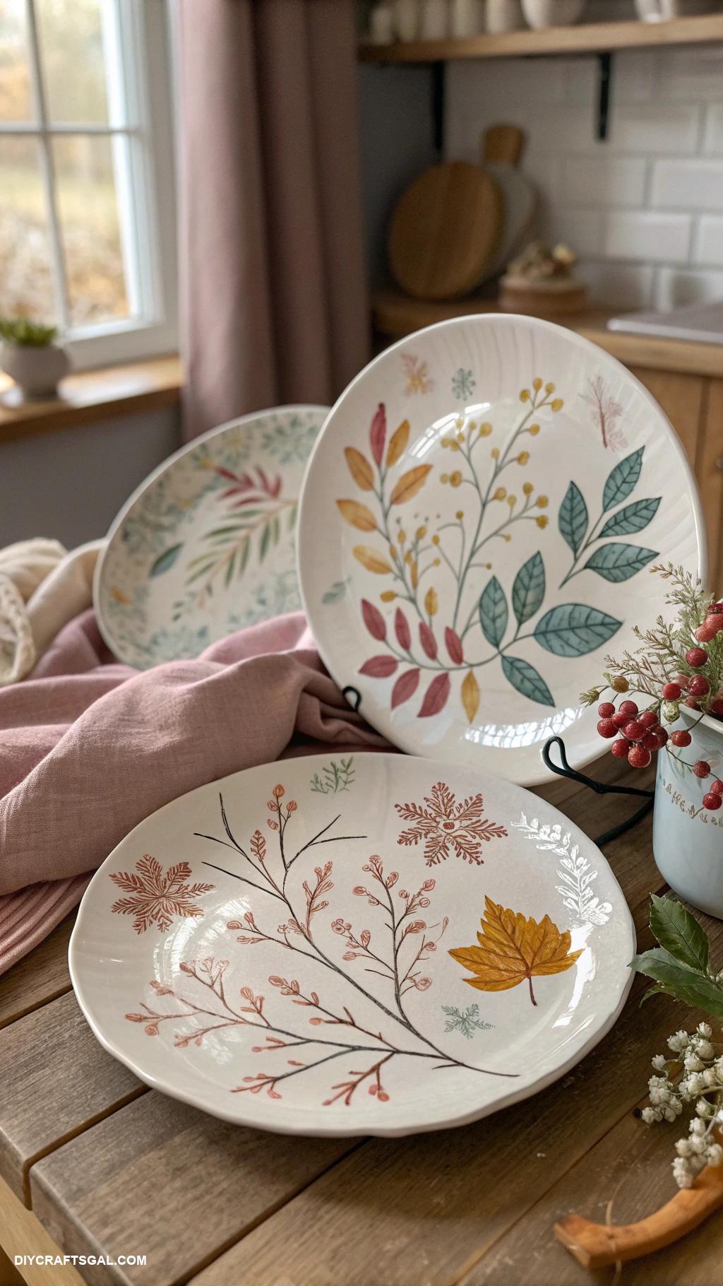 handmade ceramics Hand painted dinner plates with seasonal designs