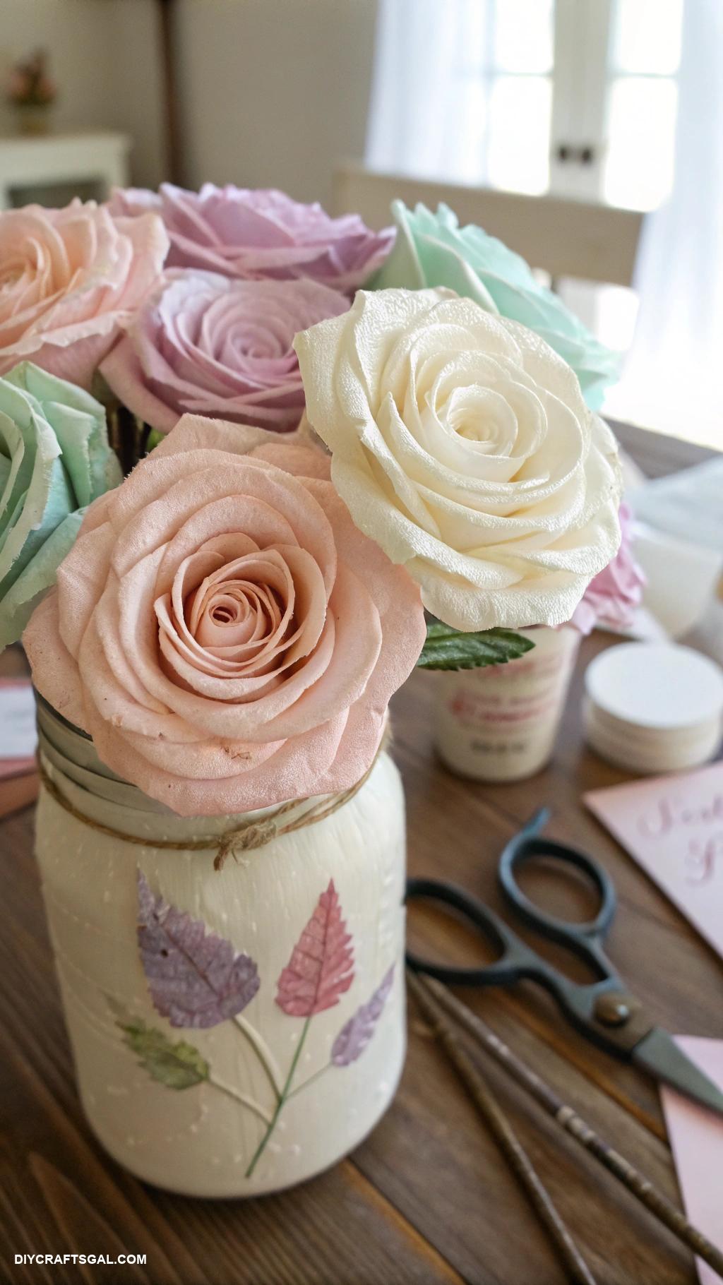 handmade flowers paper Coffee filter roses with watercolor accents