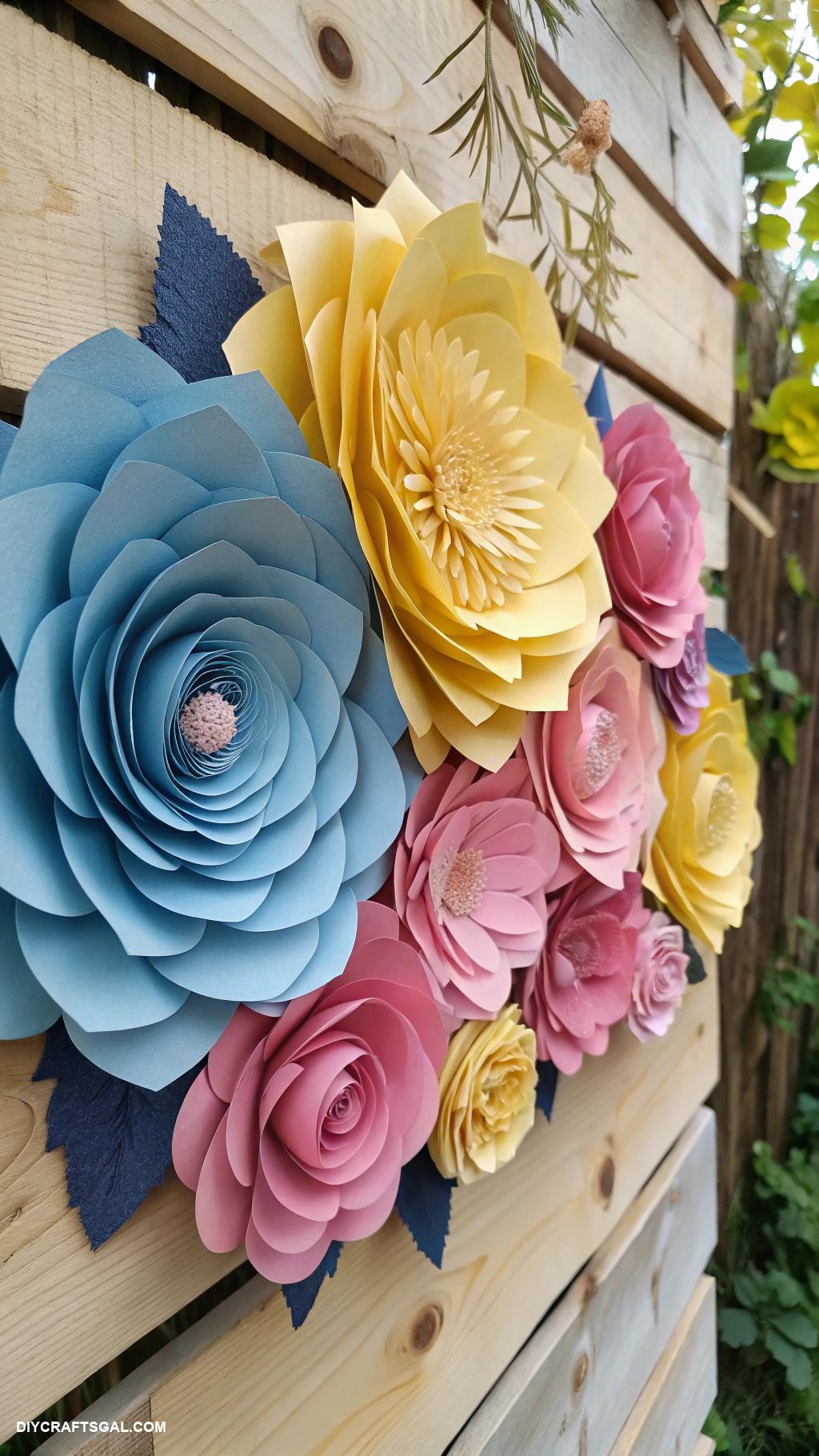 handmade flowers paper Fabric and paper hybrid floral wall art