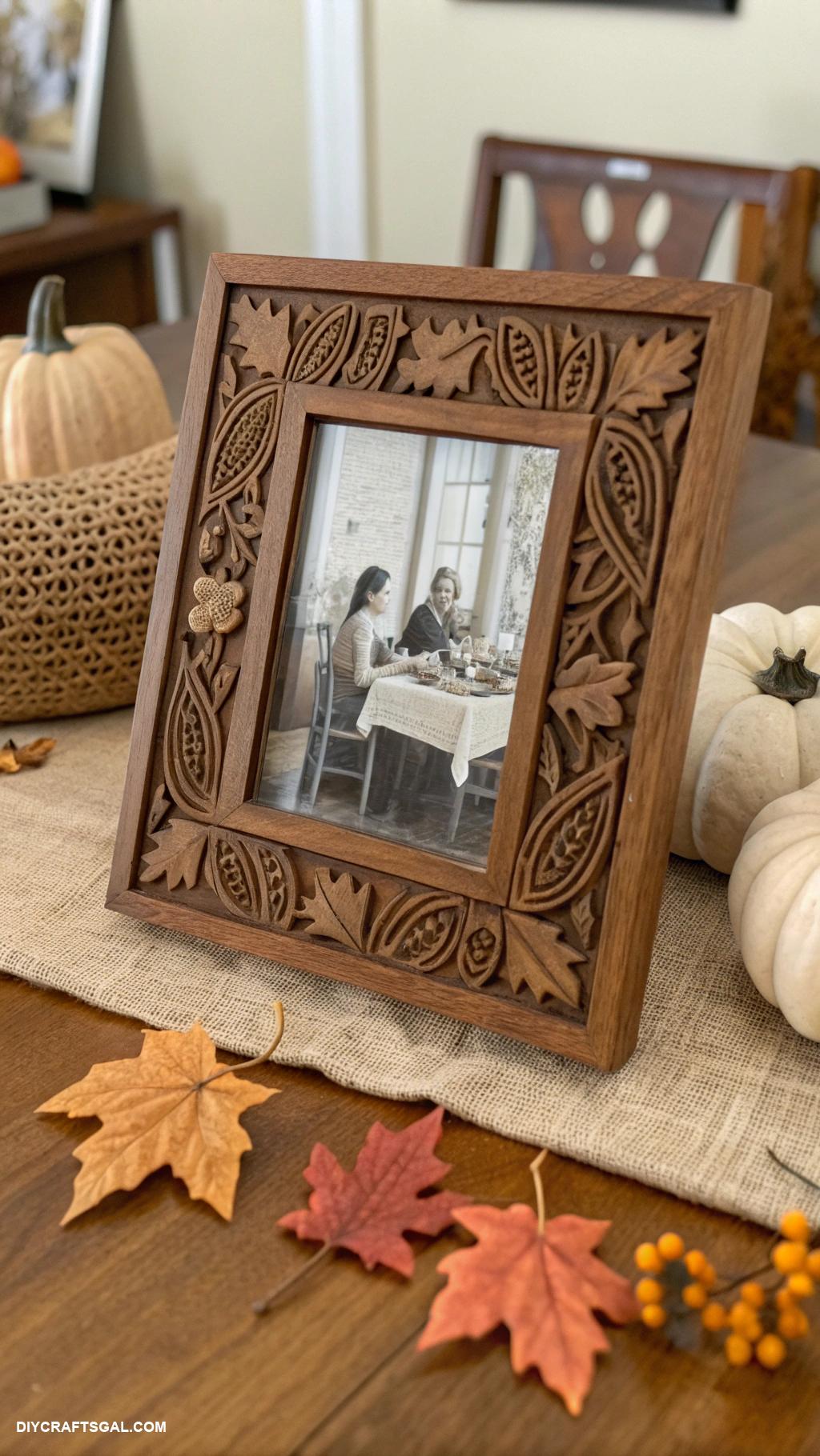 homemade thanksgiving decorations Photo frame made from recycled wood