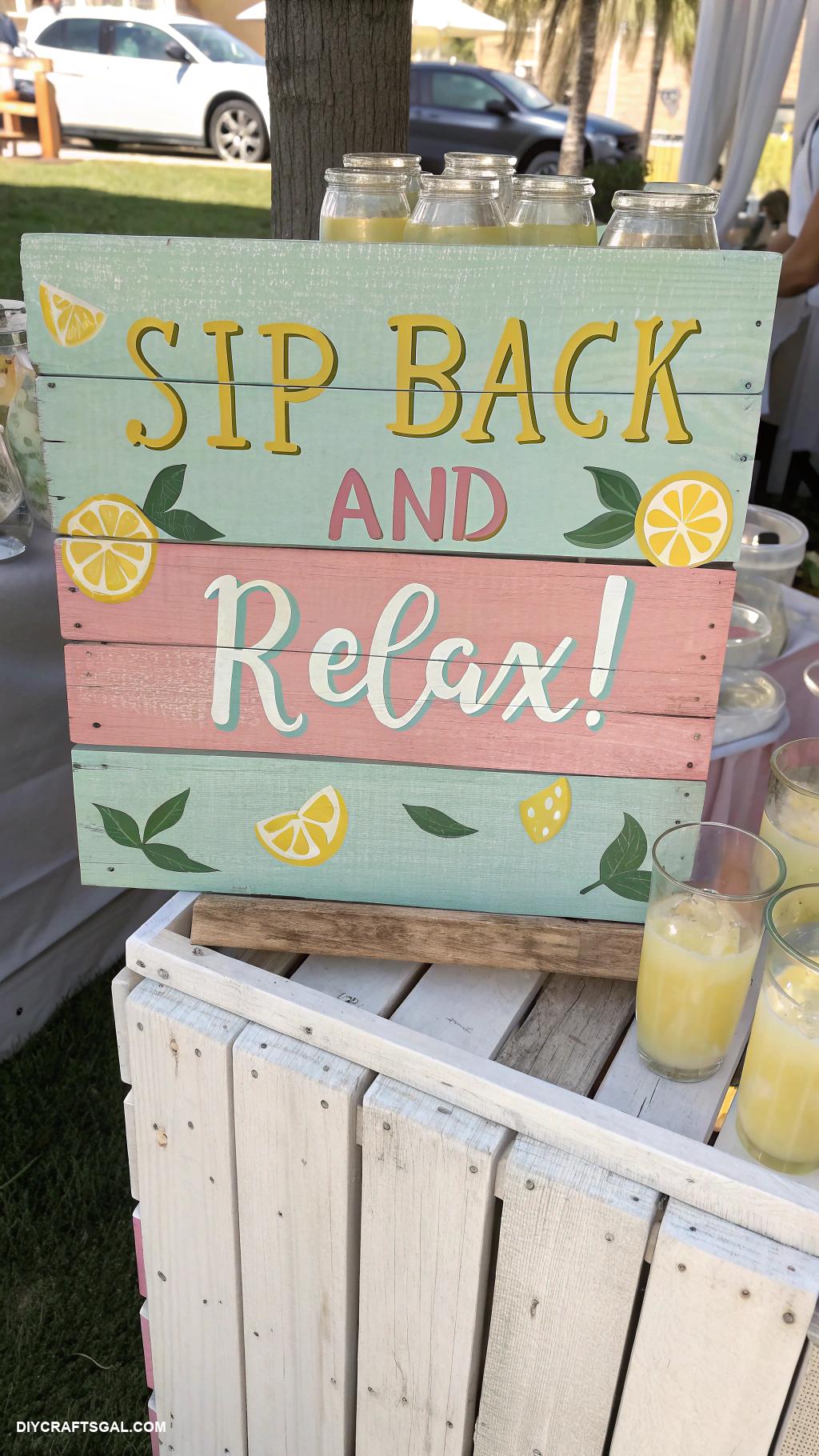 lemonade stand sign ideas Sip Back and Relax