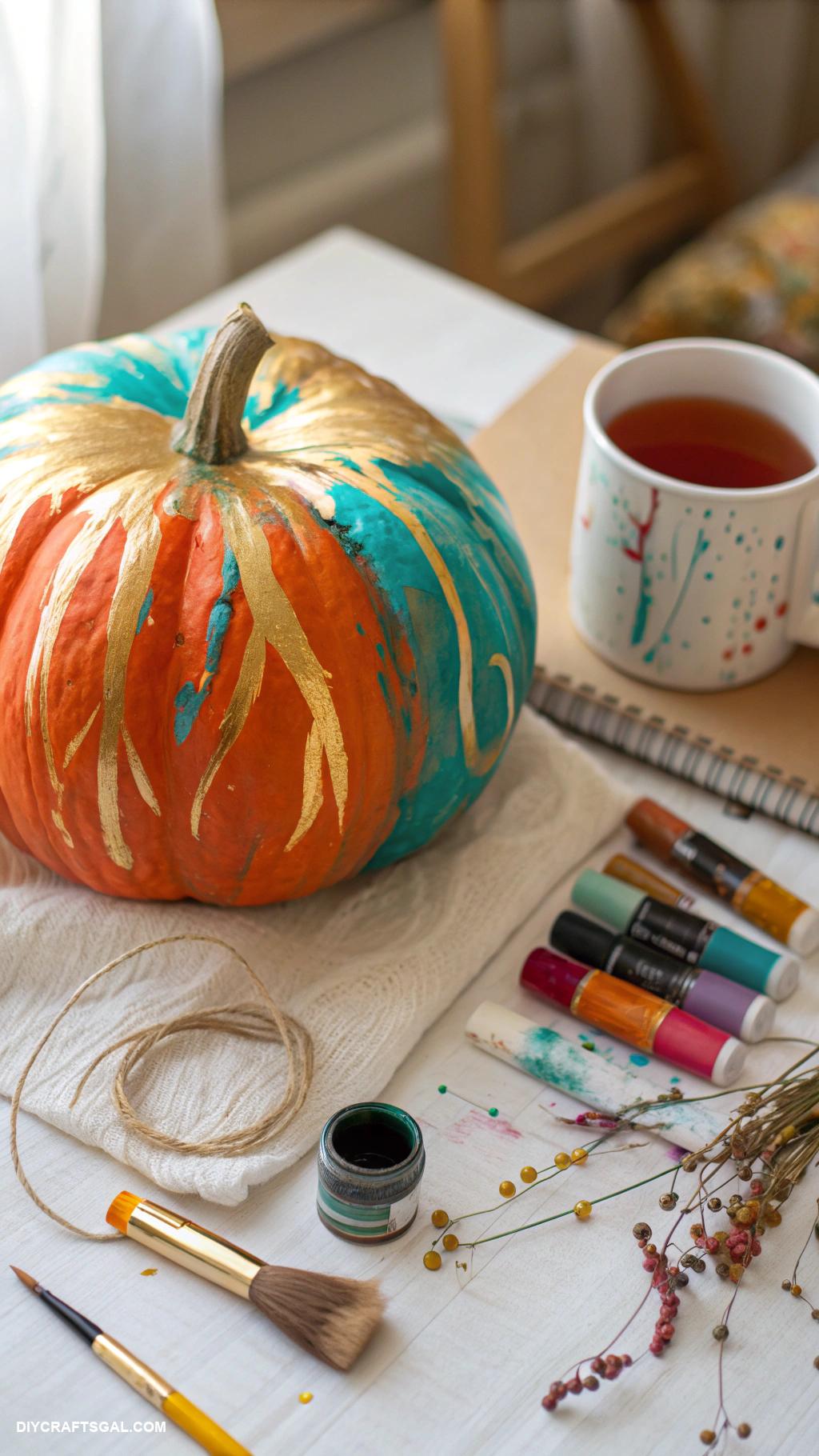 pumpkin painting ideas Abstract art with bold brush strokes
