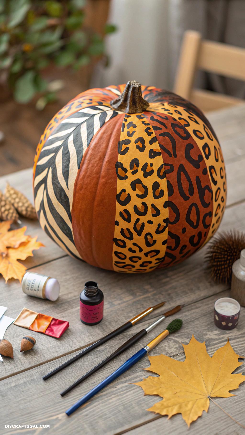 pumpkin painting ideas Animal prints for wild pumpkin vibes