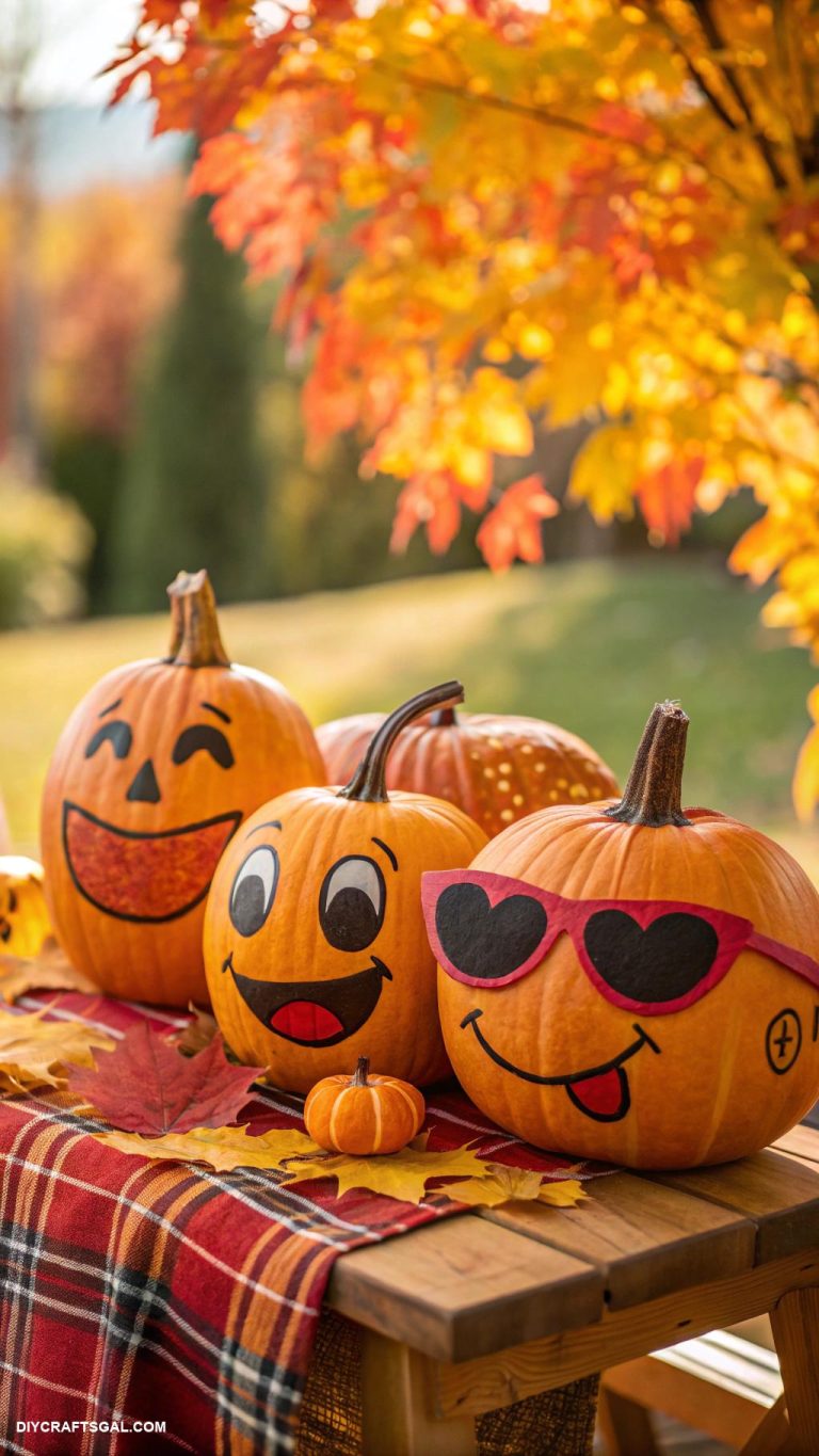 pumpkin painting ideas Emoji faces for fun quirky pumpkins