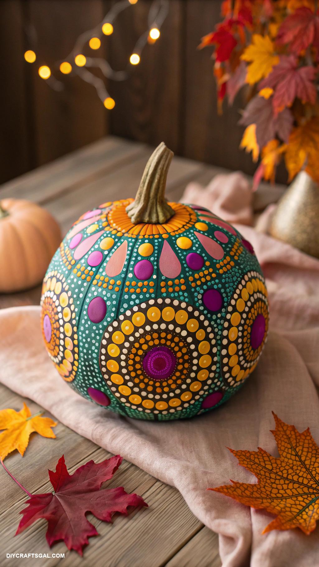 pumpkin painting ideas Mosaic patterns using colorful dots