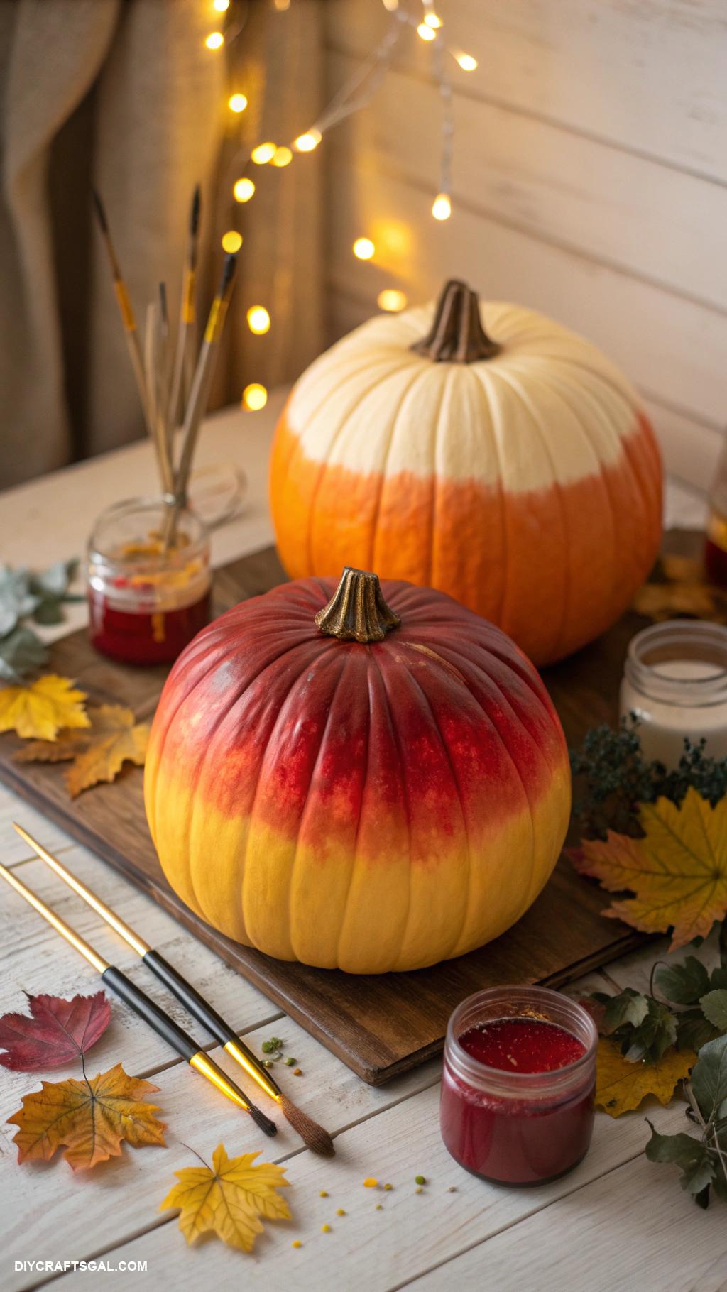 pumpkin painting ideas Ombre gradient blending fall colors