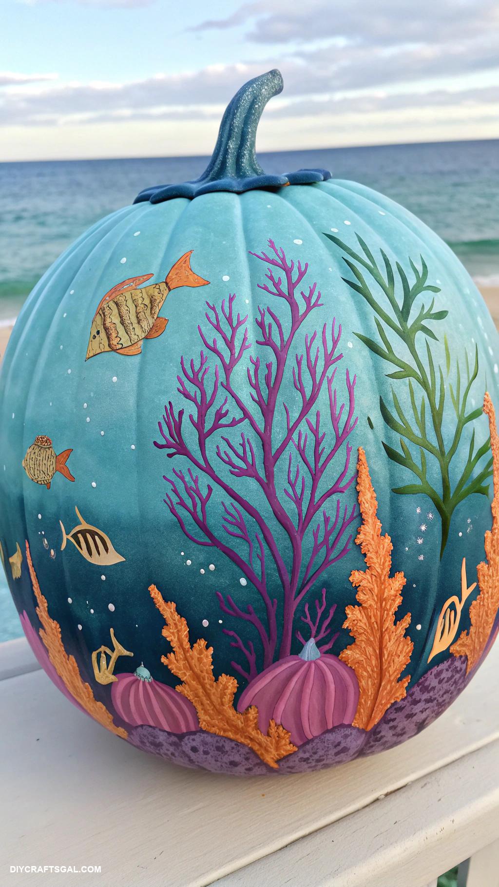 pumpkin painting ideas Underwater scenes with fish and coral