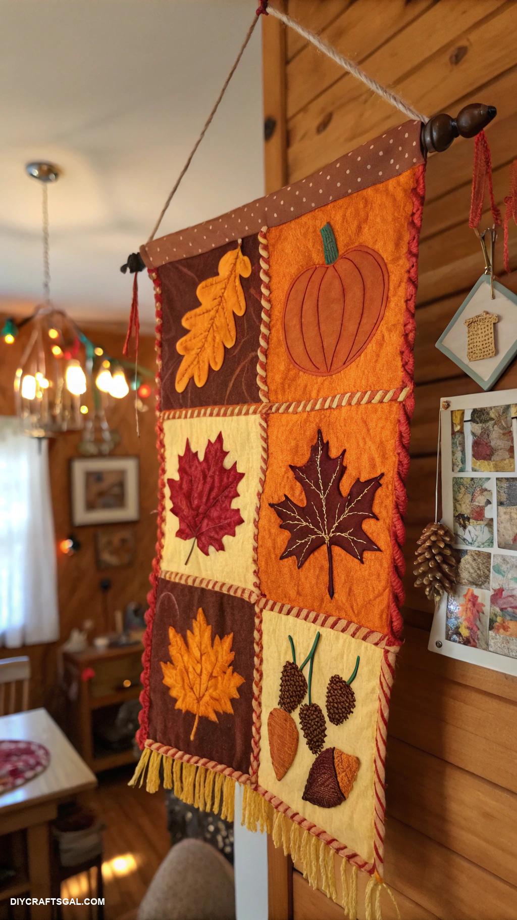 thanksgiving crafts Fabric scrap harvest wall hanging