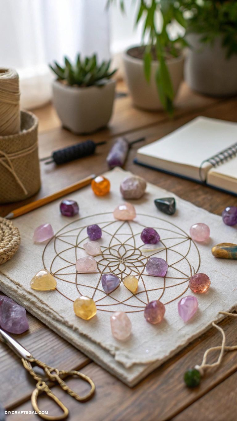 witchy crafts Crystal grid artwork for positive energy