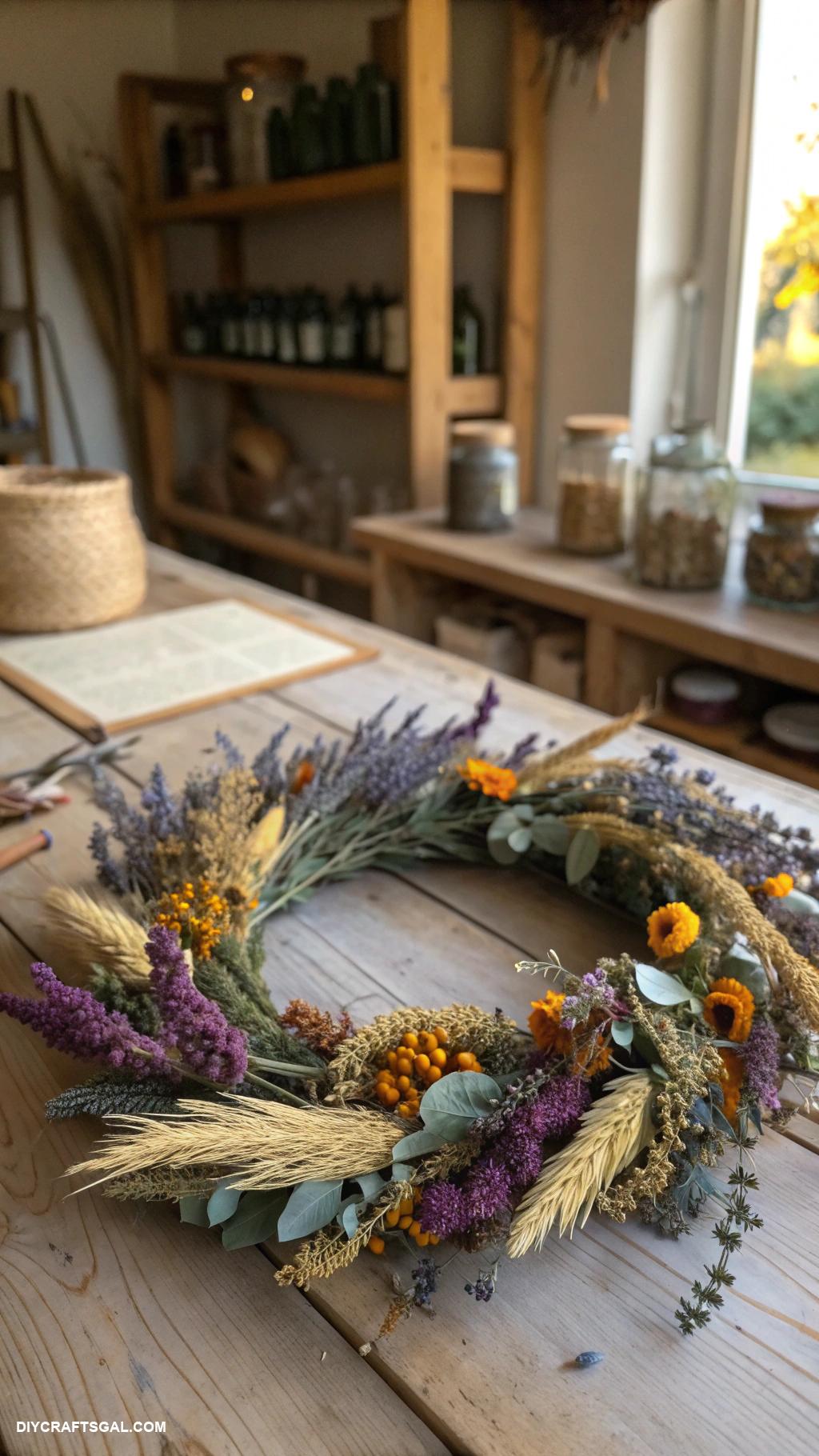 witchy crafts Dried flower wreaths for seasonal blessings
