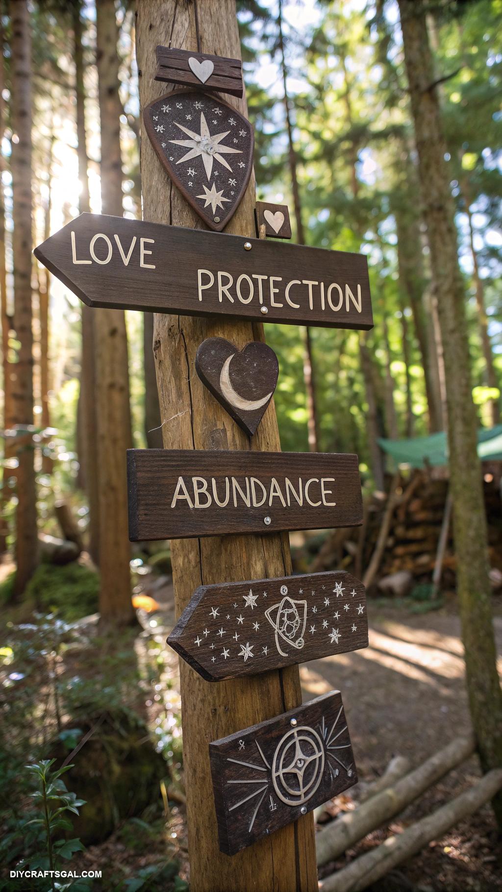 witchy crafts Witchy signposts with spells and symbols