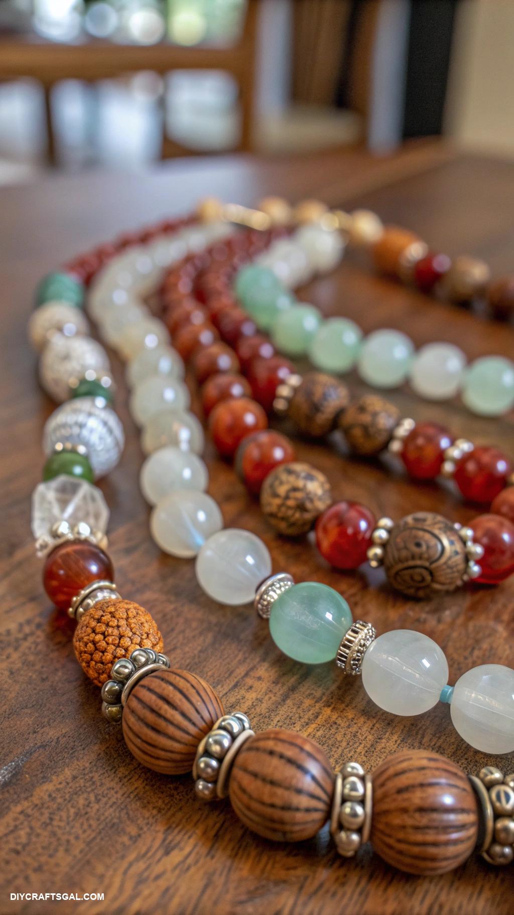 beaded necklace patterns Mixed materials for a textured look