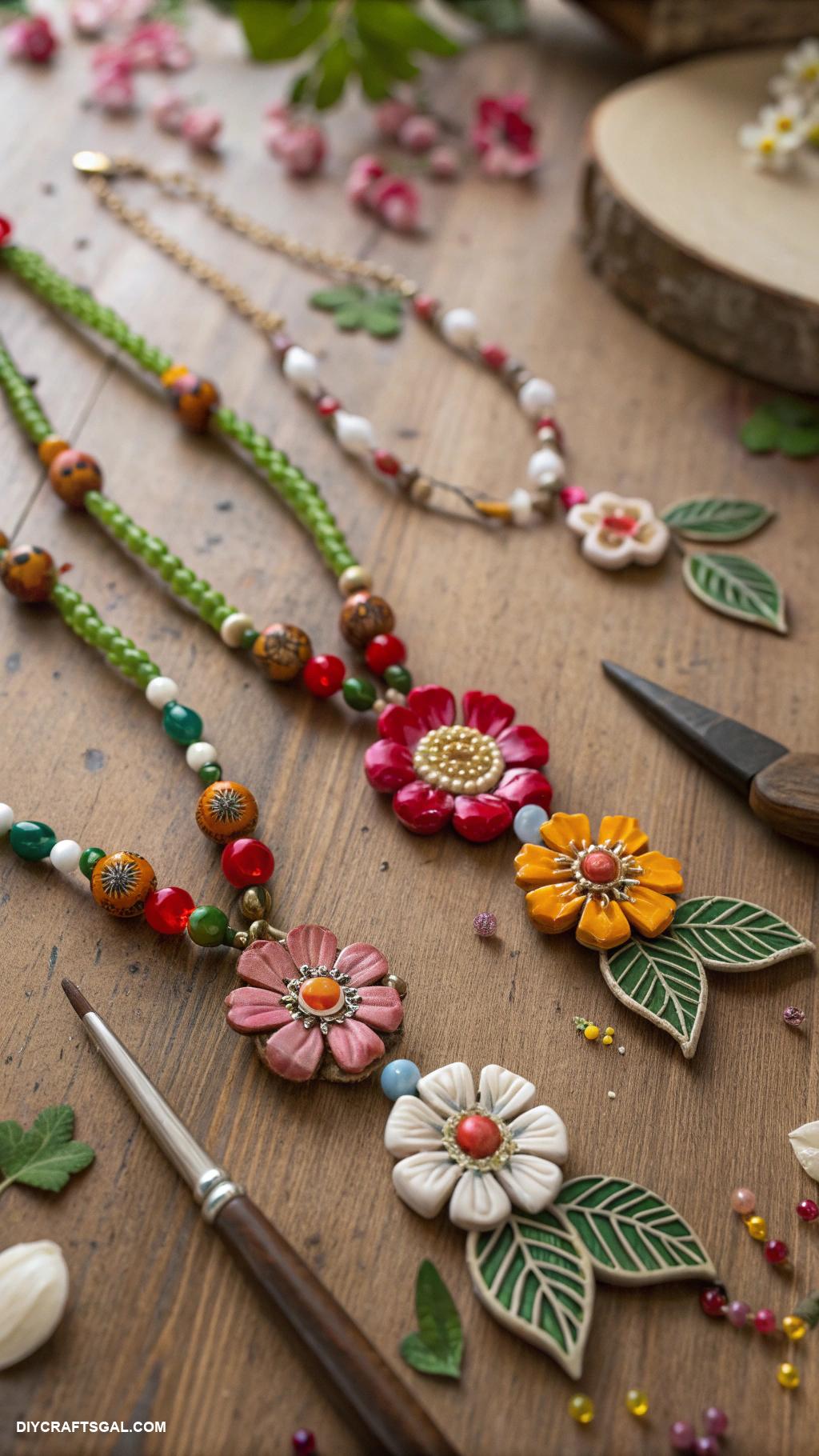 beaded necklace patterns Nature inspired floral bead arrangements