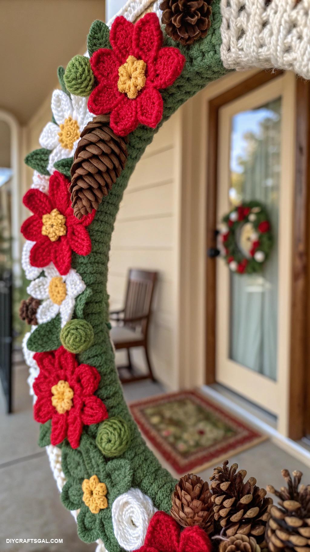 christmas crochet patterns Charming crochet wreath for front door