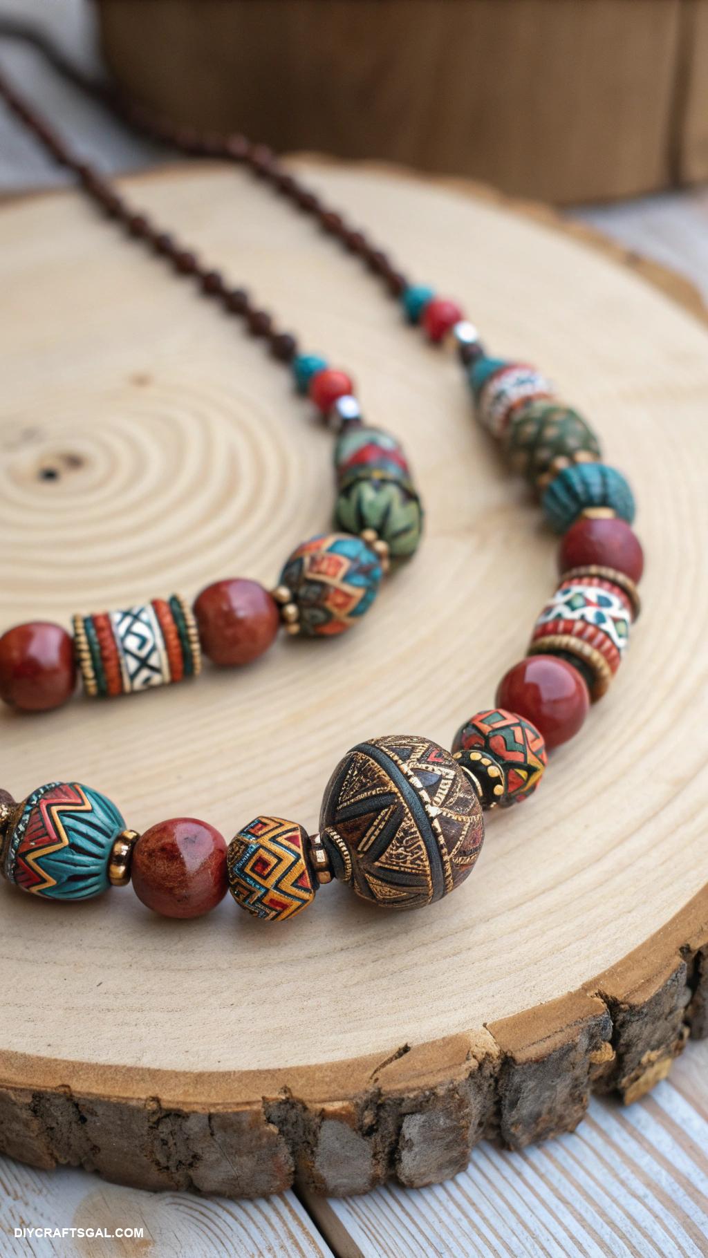 clay bead necklace Cultural motifs using traditional bead styles