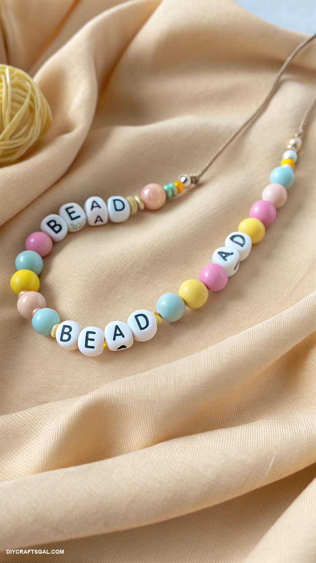 clay bead necklace Personalized name beads with colorful accents