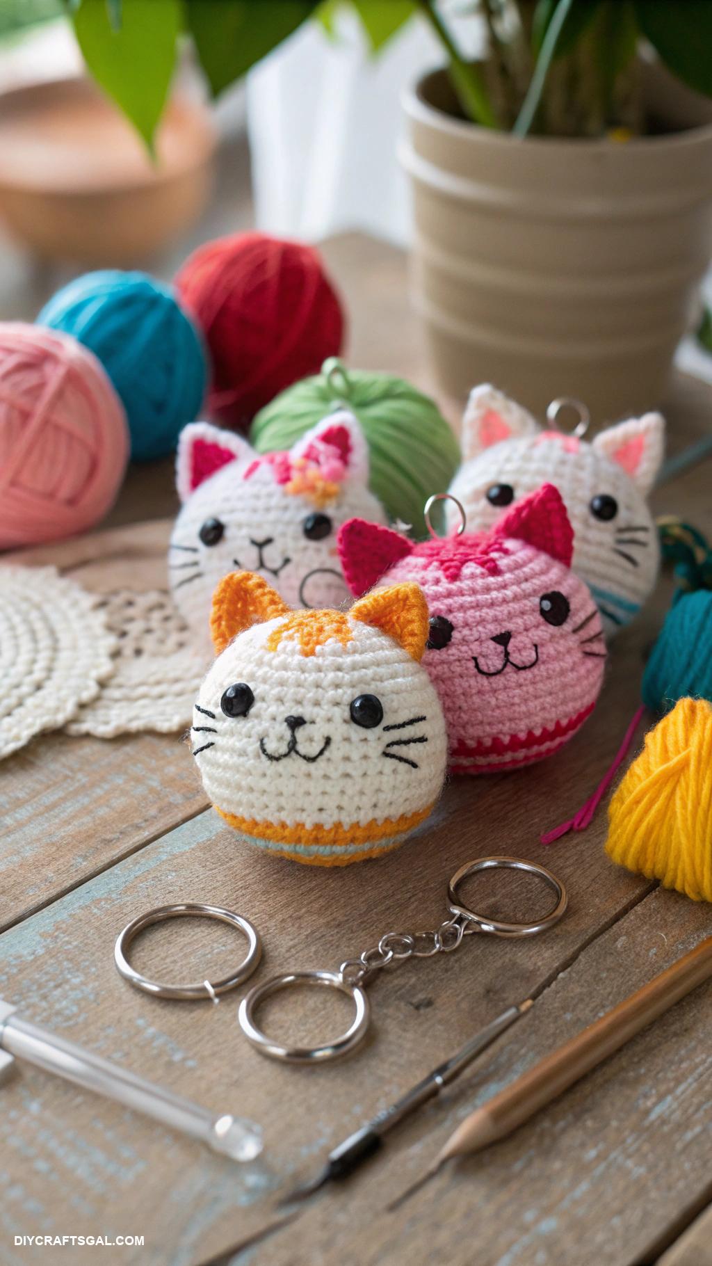crochet cats Amigurumi cat keychain for cat lovers
