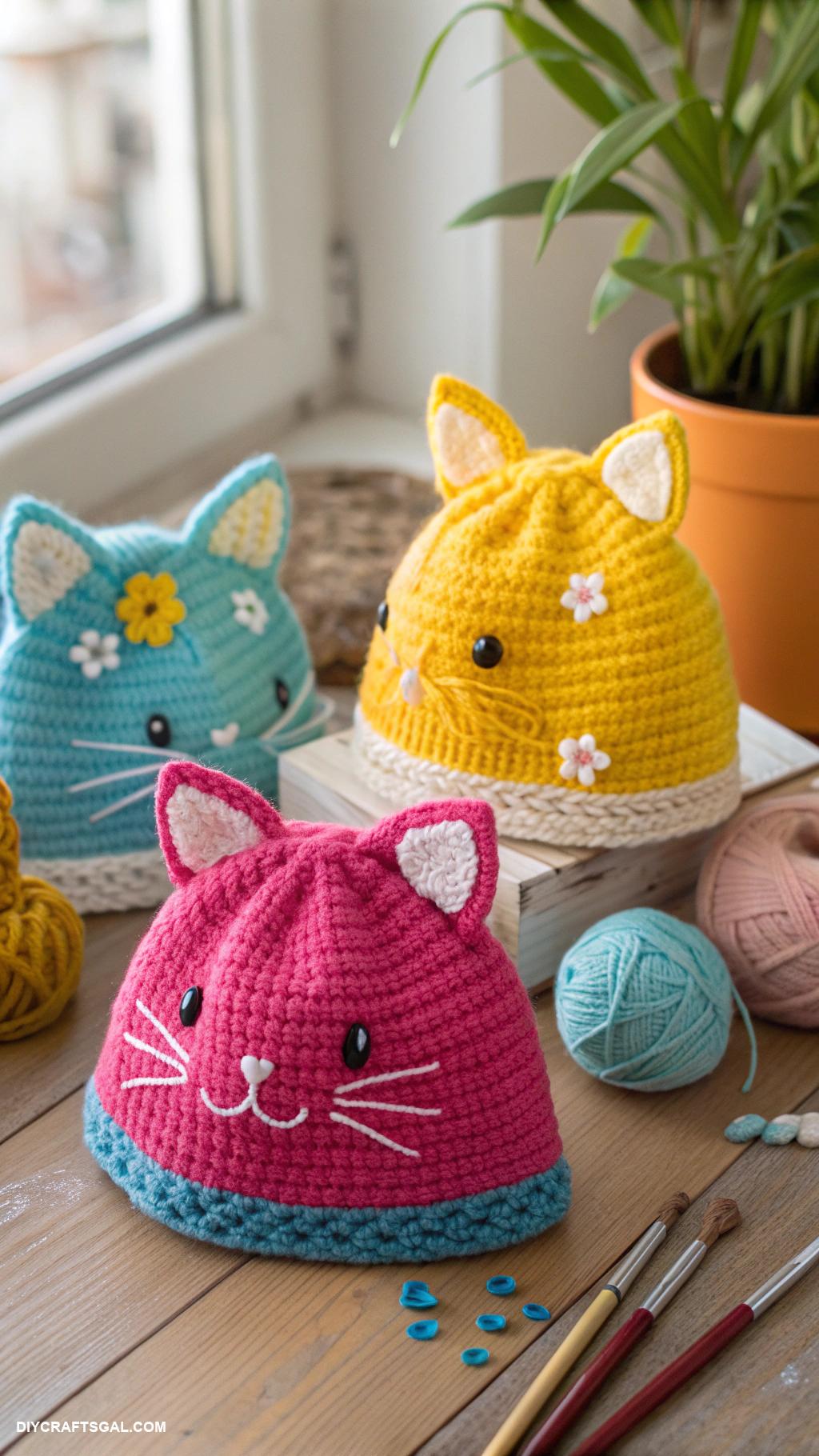crochet cats Cute crochet cat hats for pets