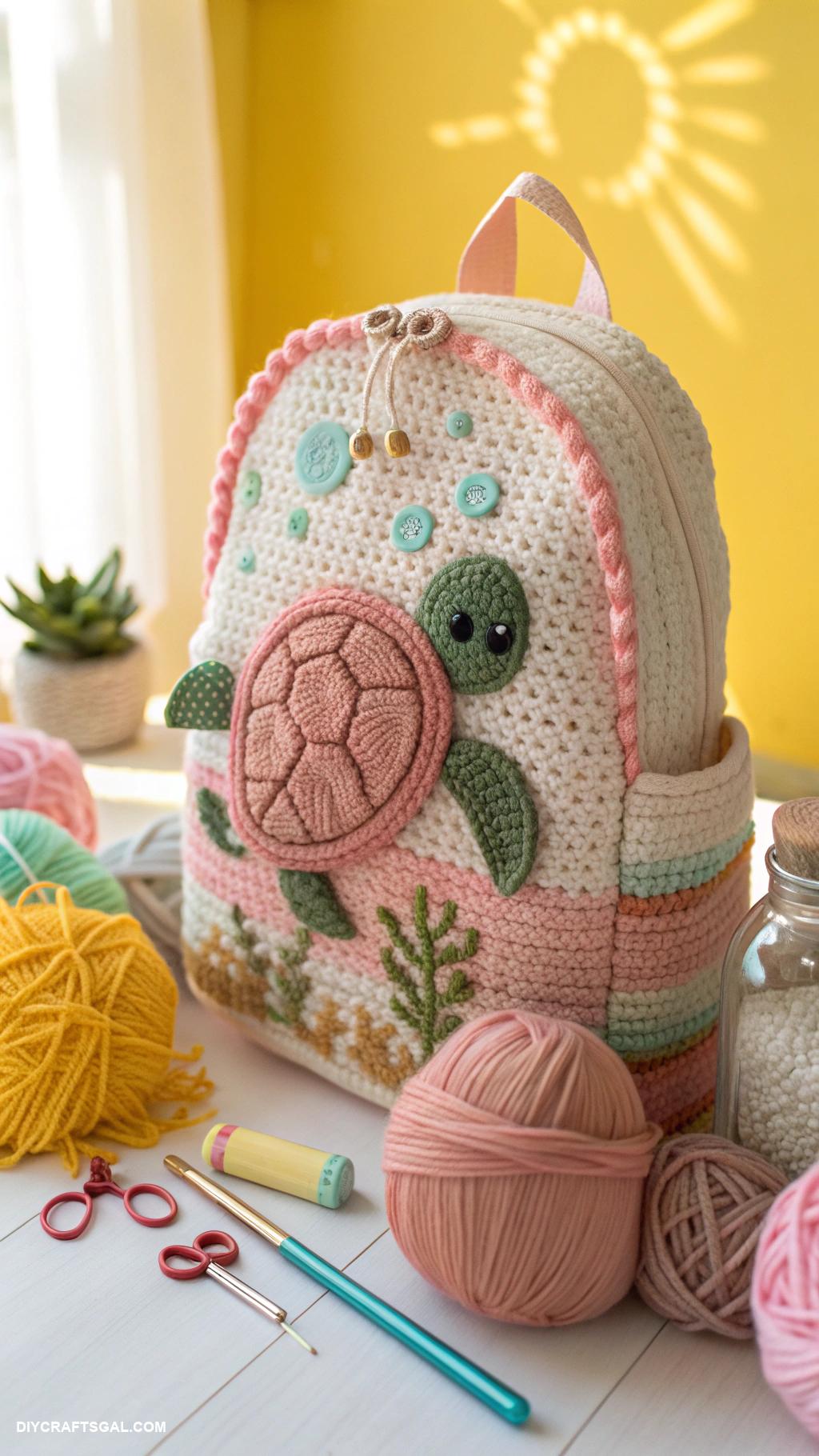 crochet sea turtles Adorable backpack with turtle design