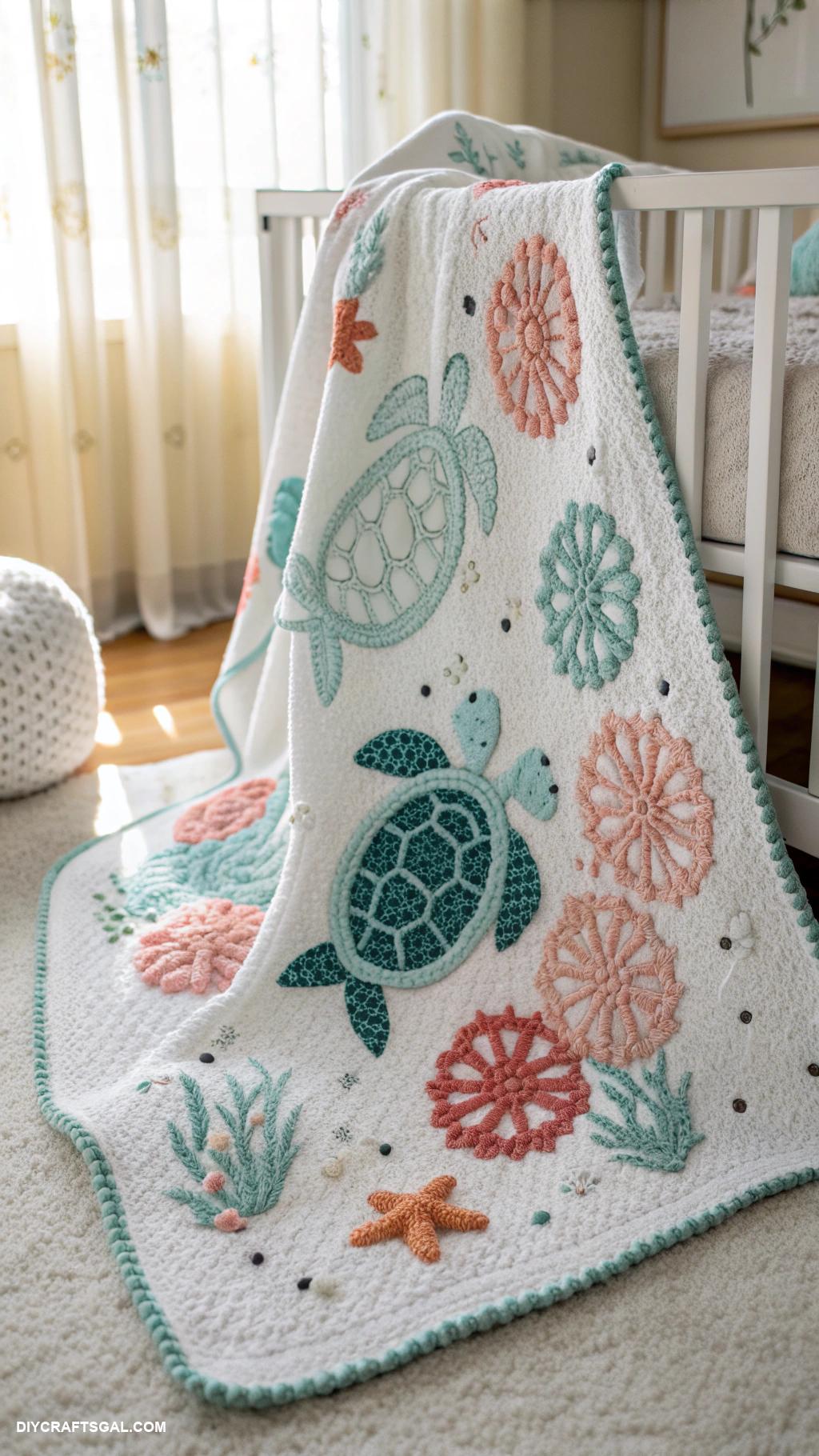 crochet sea turtles Crochet sea turtle themed baby blanket