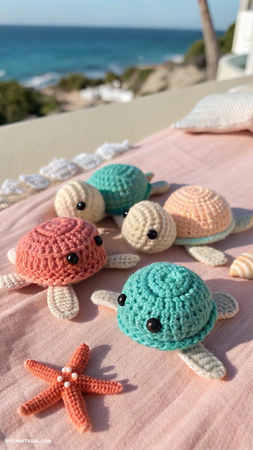 crochet sea turtles Miniature plush sea turtles for decor