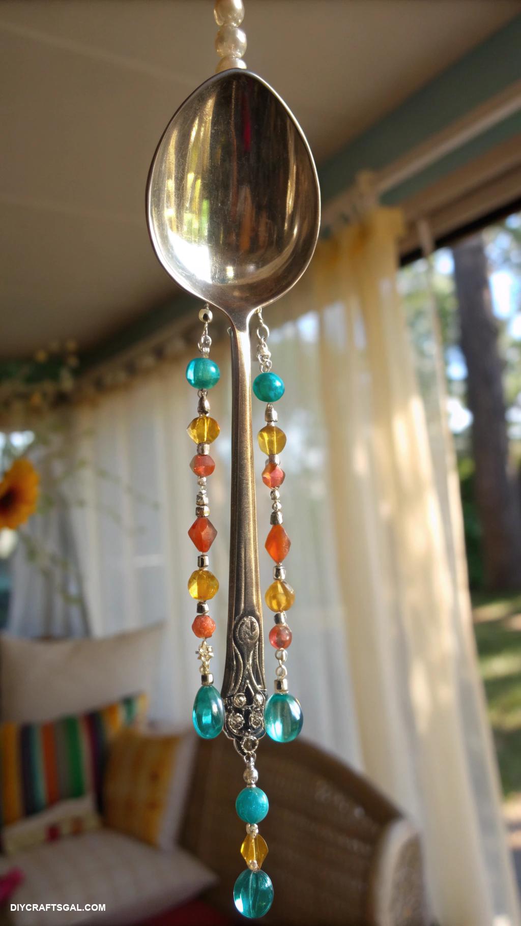 diy beads and wire suncatcher Recycled spoon handle with vibrant beads