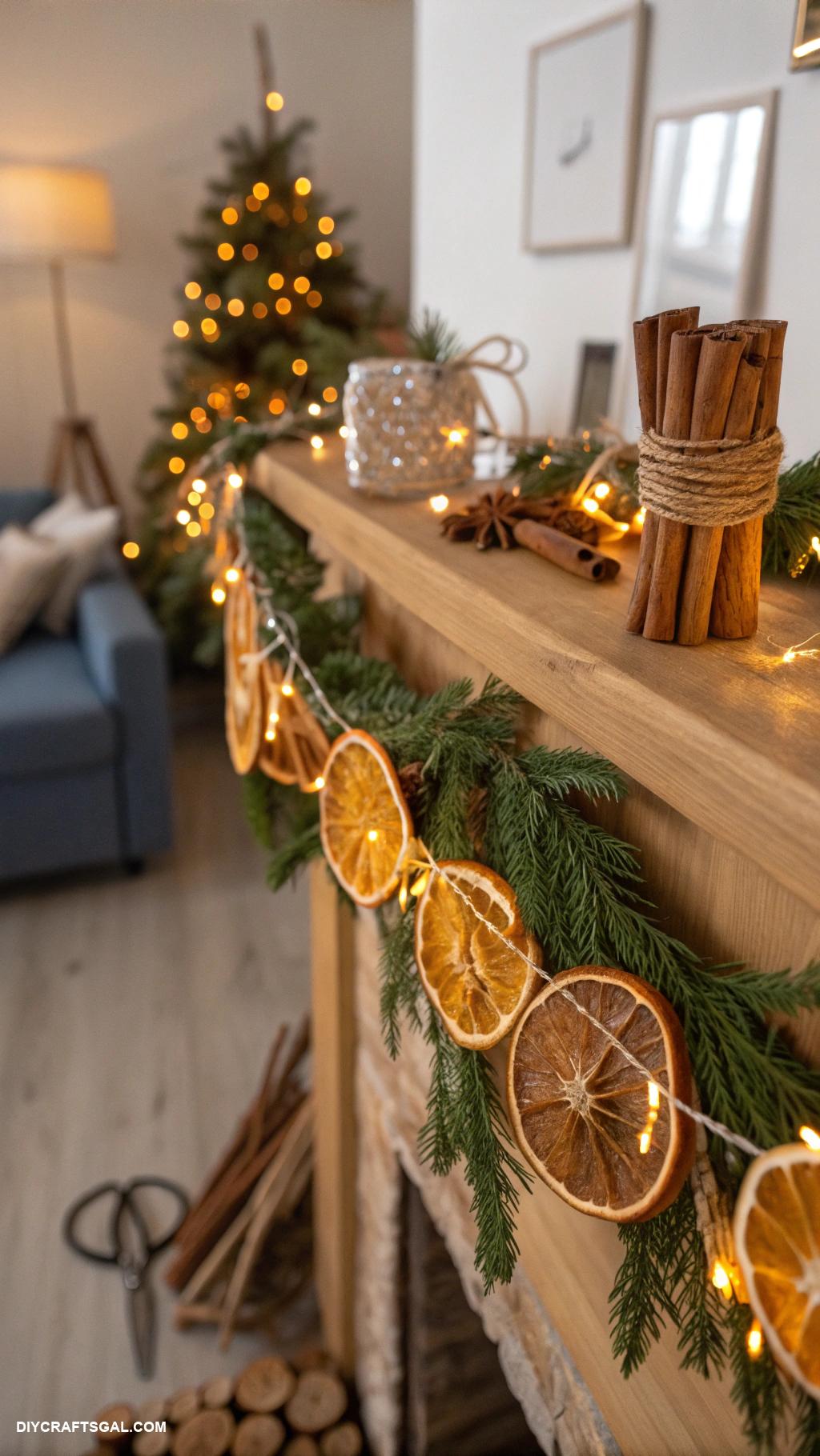 diy christmas garlands Cinnamon stick and orange slice garland