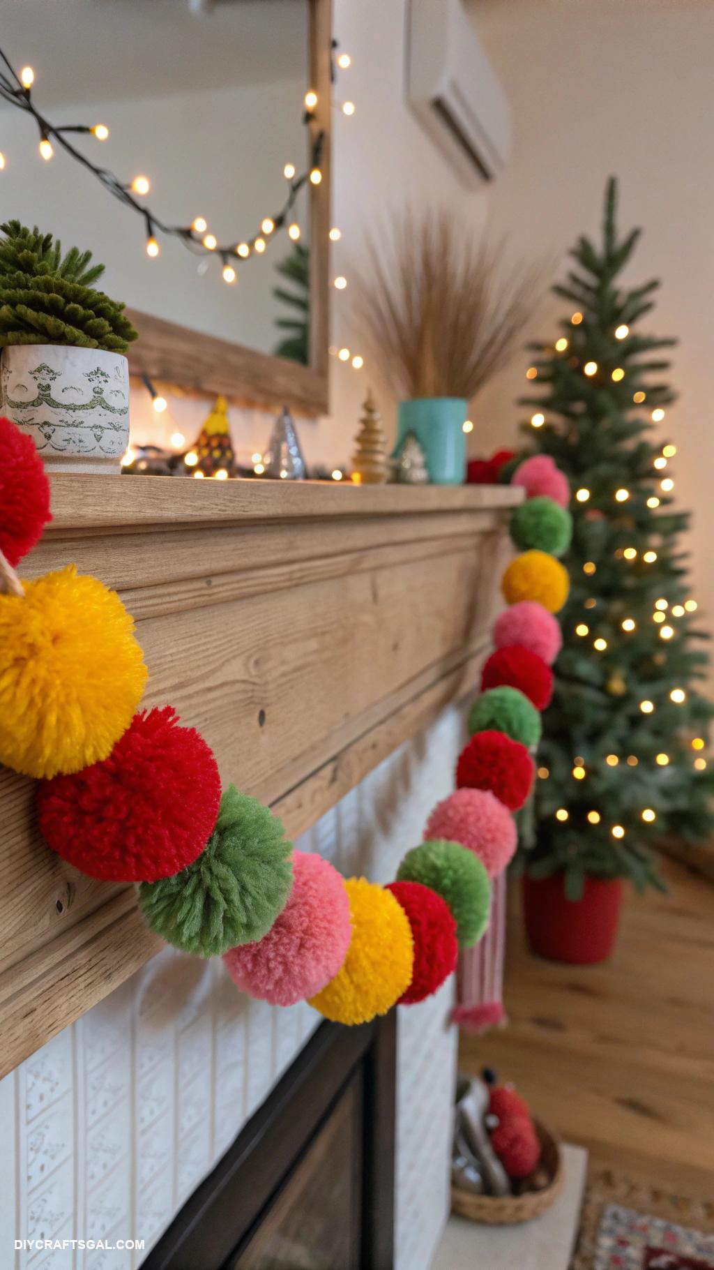 diy christmas garlands Colorful pom pom festive garland