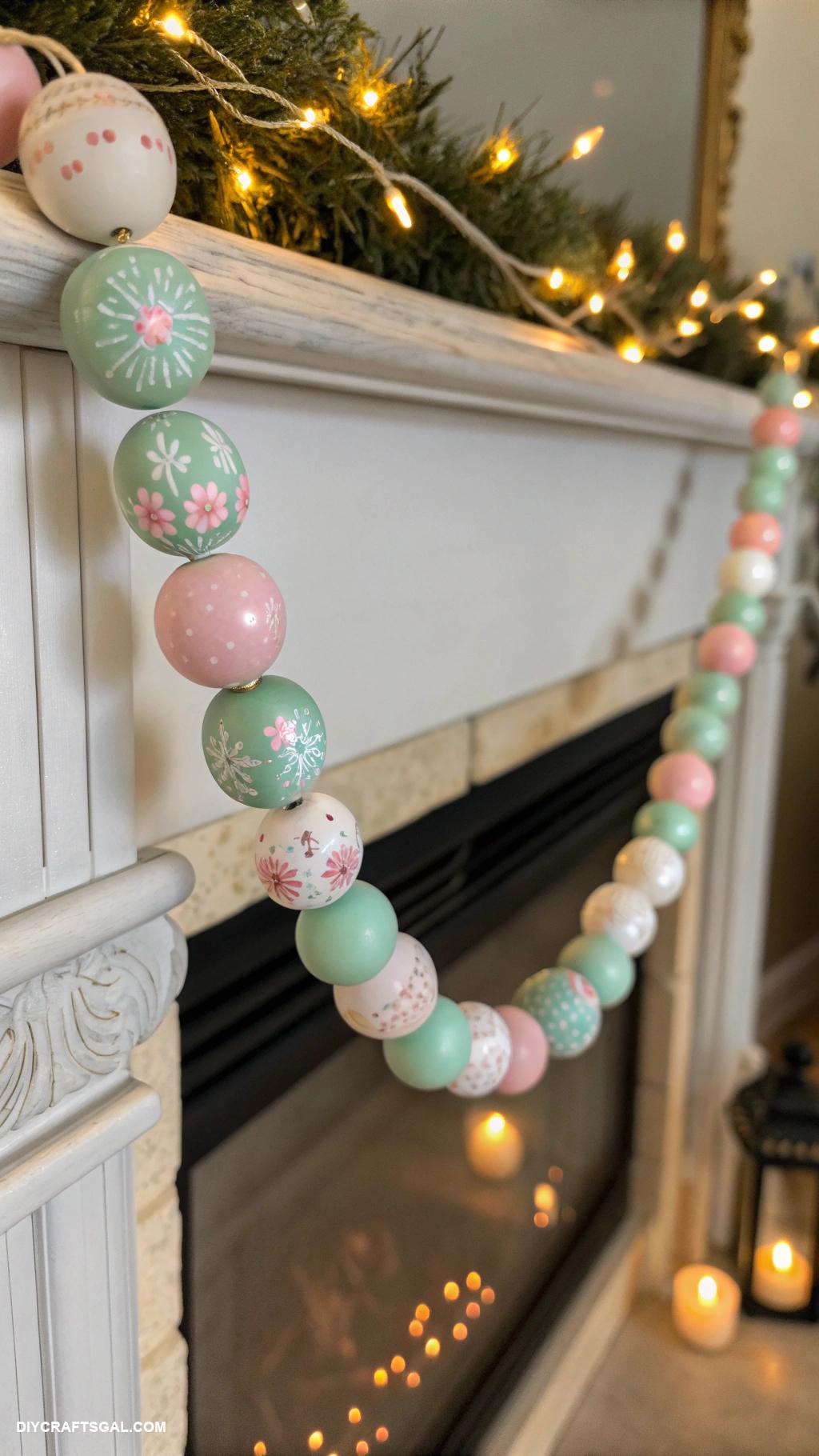 diy christmas garlands Hand painted wooden bead garland