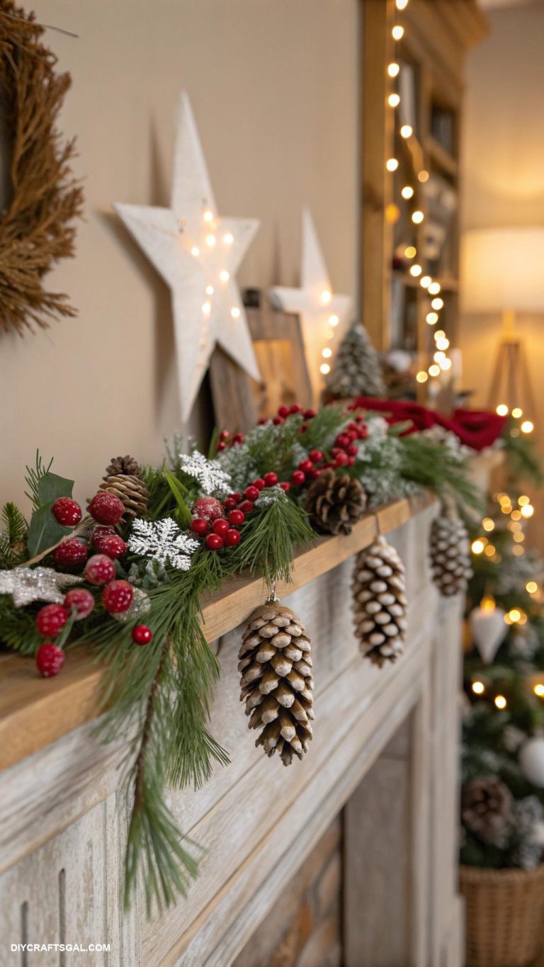 diy christmas garlands Pinecone and berry natural garland