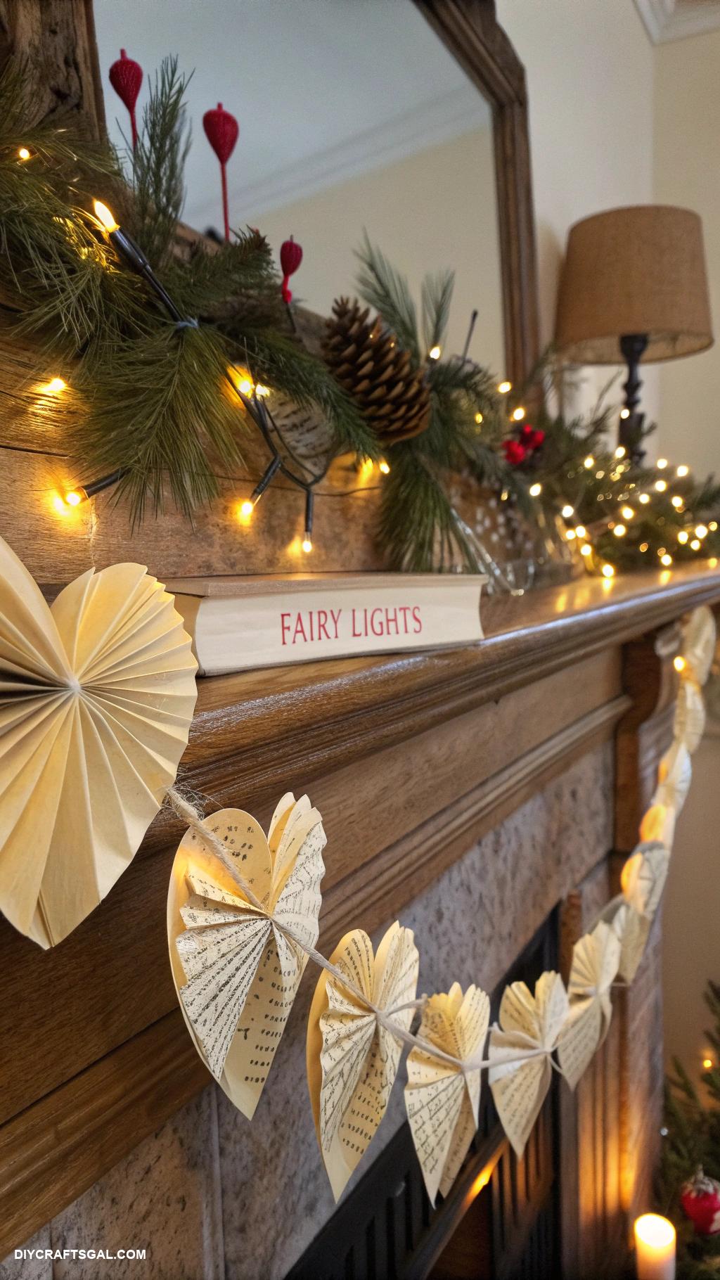 diy christmas garlands Vintage book pages folded heart garland