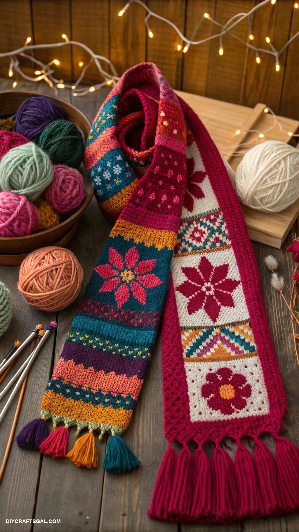 diy christmas gifts Custom knitted scarves with vibrant patterns