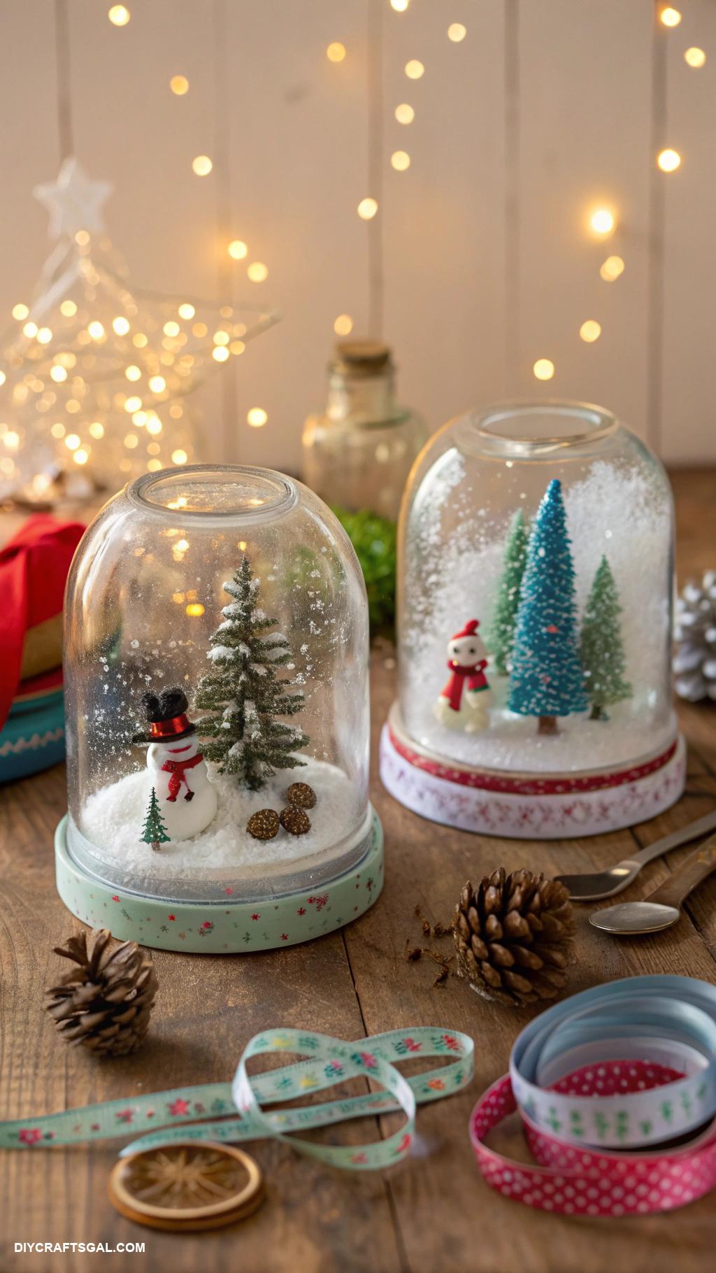 diy christmas gifts DIY snowglobes using recycled jars