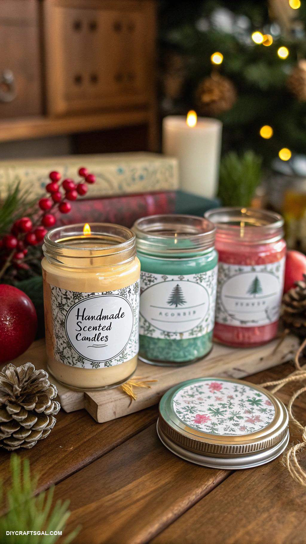 diy christmas gifts Handmade scented candles in unique jars