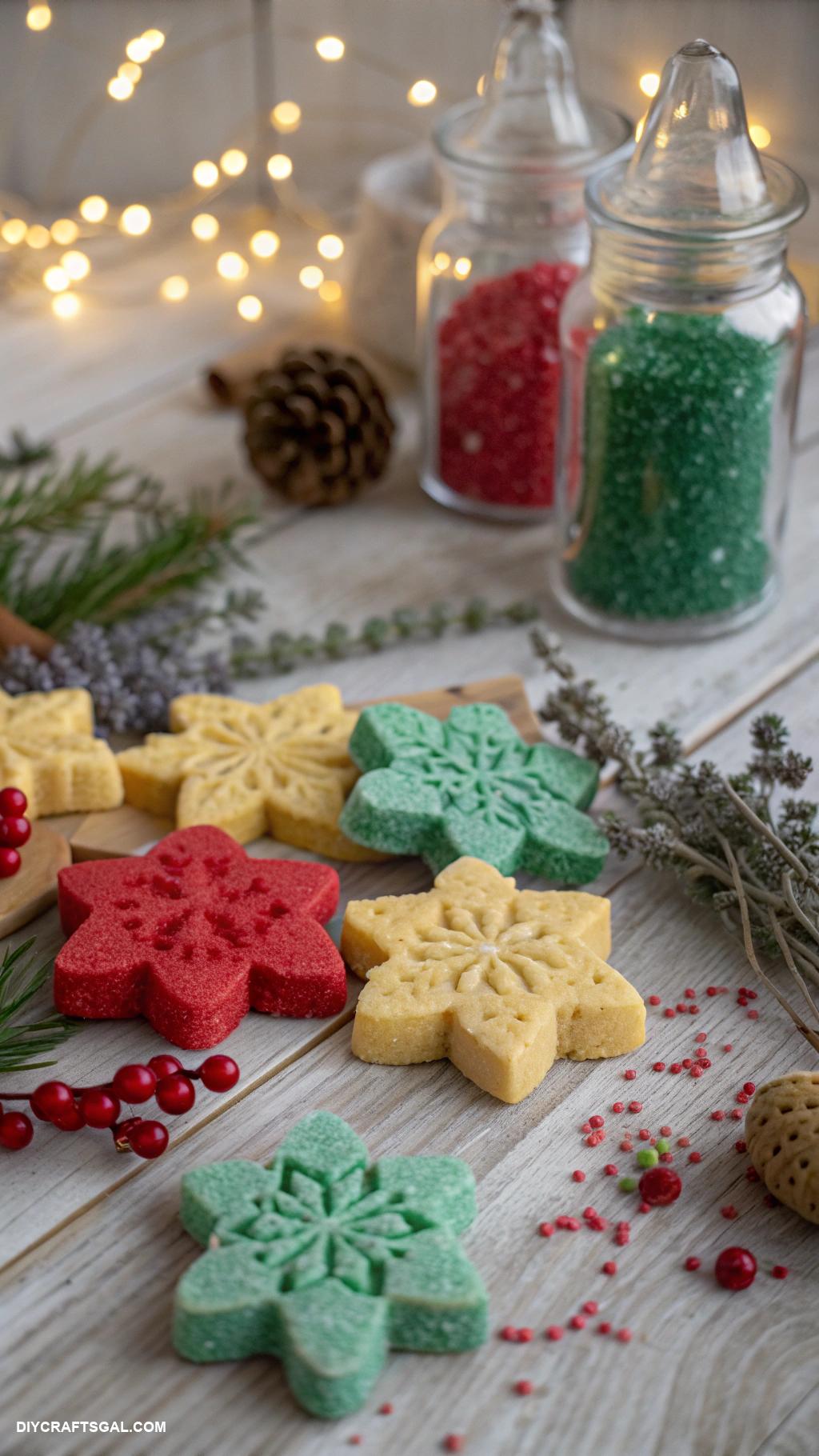 diy christmas gifts Homemade bath bombs in festive shapes