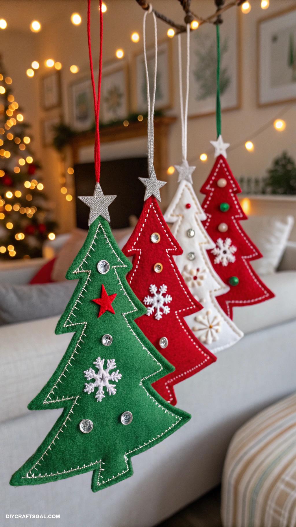 diy christmas ornaments Felt Christmas tree garland ornaments
