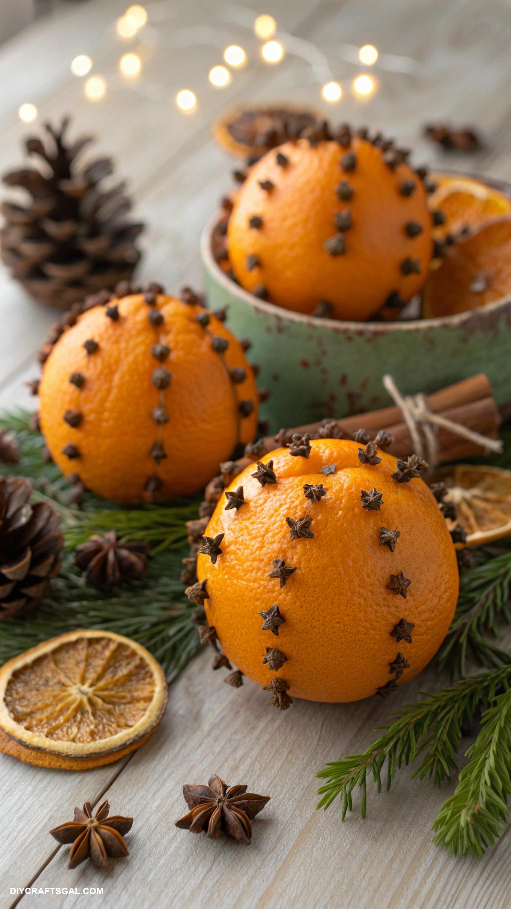 diy christmas ornaments Scented orange and clove pomanders