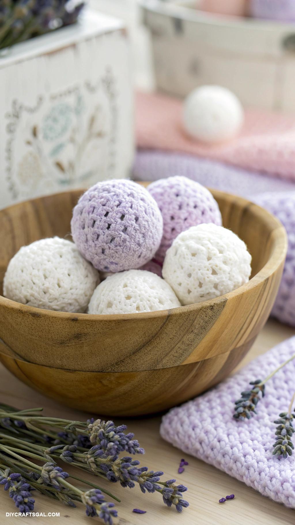 diy crochet snowballs Snowballs filled with lavender for scent