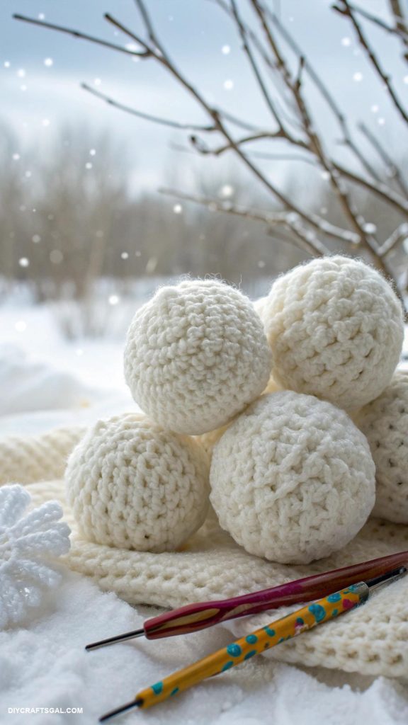 diy crochet snowballs Soft snowballs for winter themed play sets