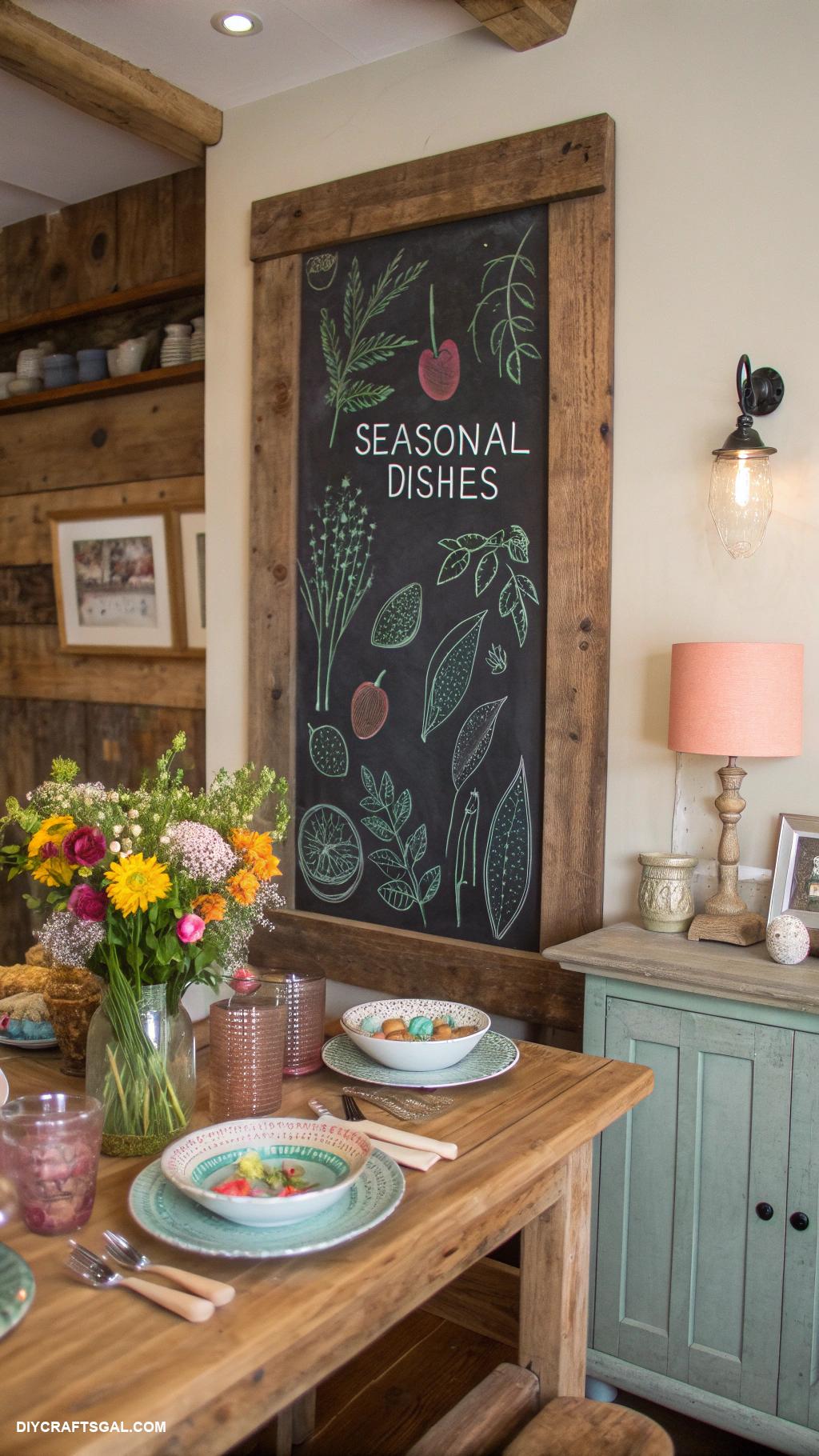 diy dining room decor Chalkboard wall for menu display