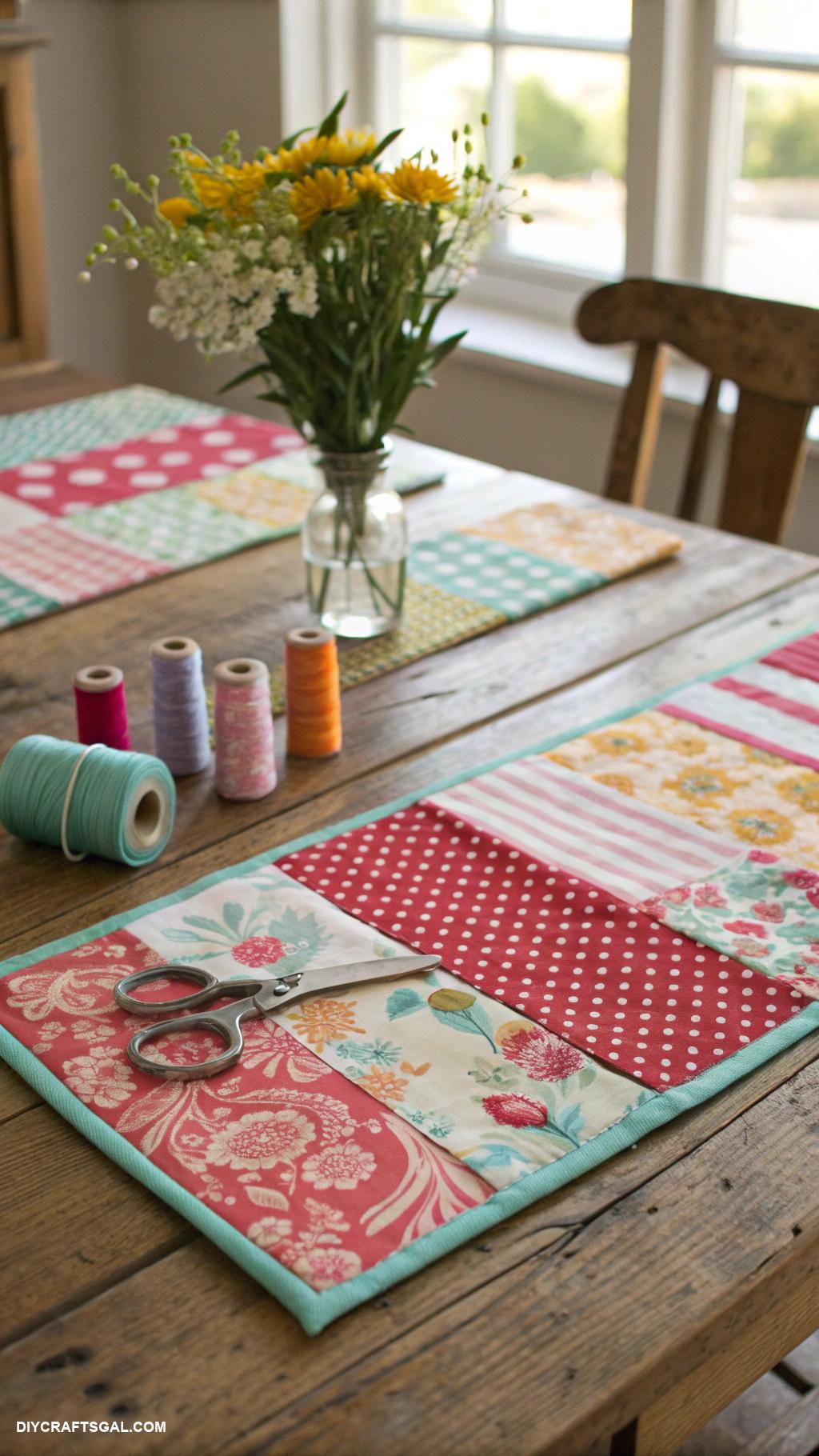 diy dining room decor Customized placemats with fabric scraps