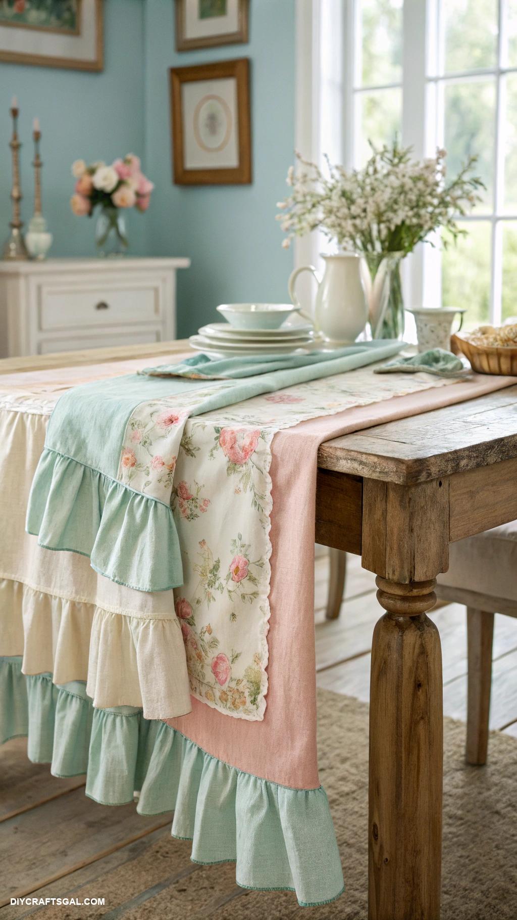 diy dining room decor Layered fabric table runners